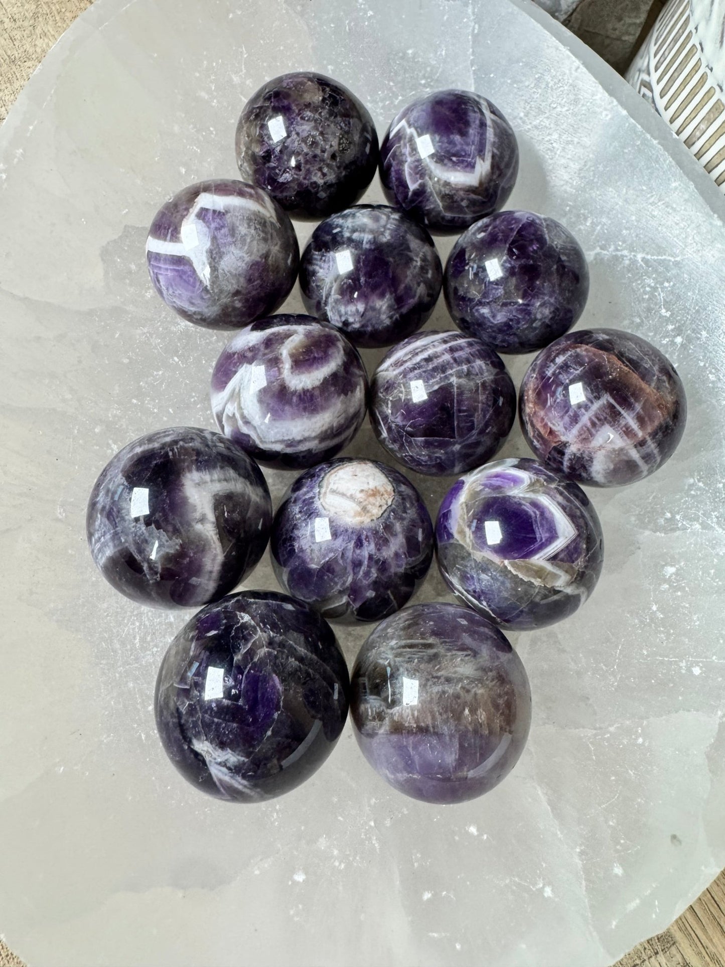 Chevron Amethyst Sphere 30mm - Purple Door Alchemy