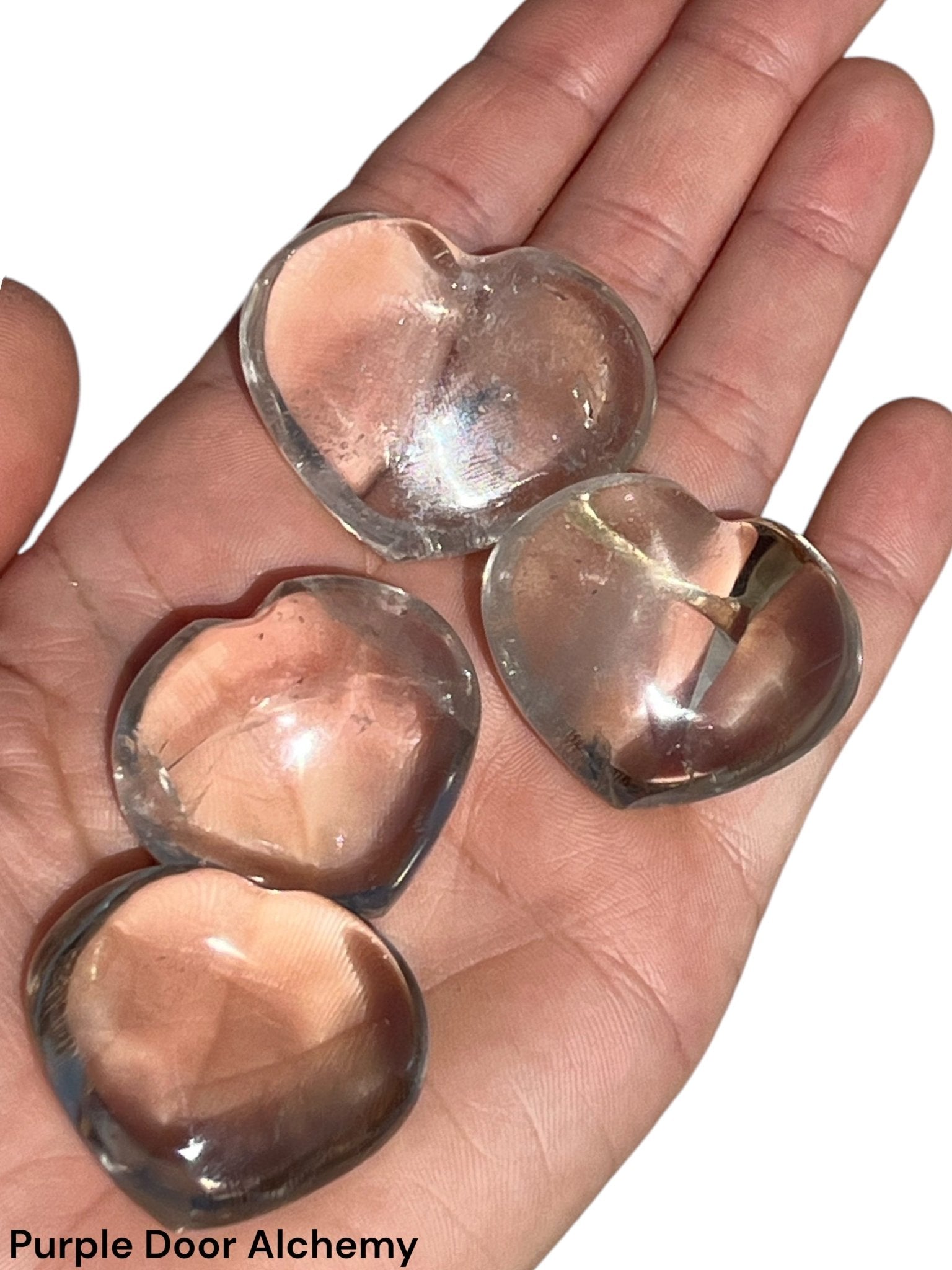 Clear Quartz Hearts - Purple Door Alchemy