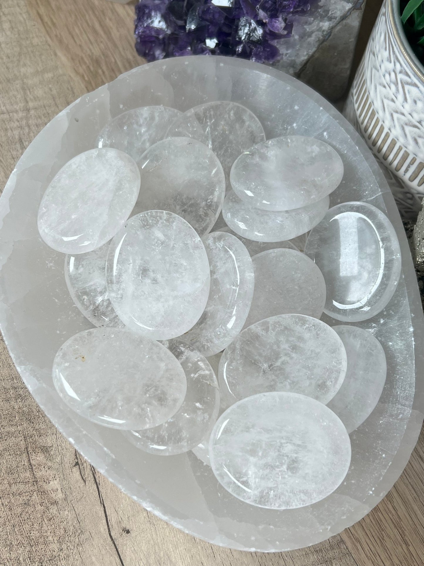 Clear Quartz Worry Stone - Purple Door Alchemy