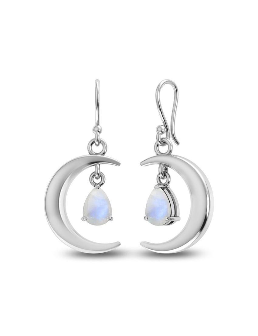 Crescent Moon Moonstone Earrings - Purple Door Alchemy