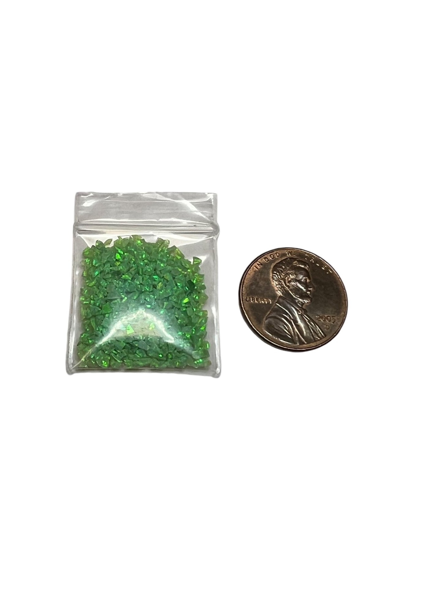 Crushed Synthetic Kiwi Opal - Purple Door Alchemy
