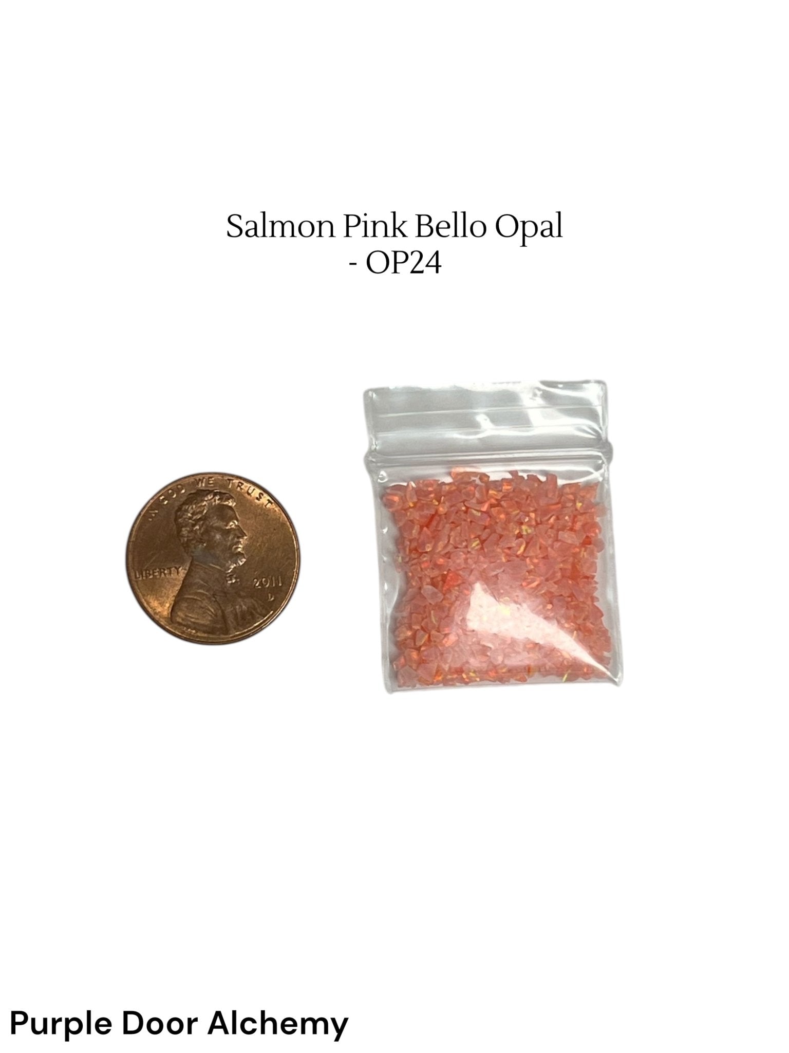 Crushed Synthetic Salmon Pink Opal - Bello Opal - OP24 - Purple Door Alchemy