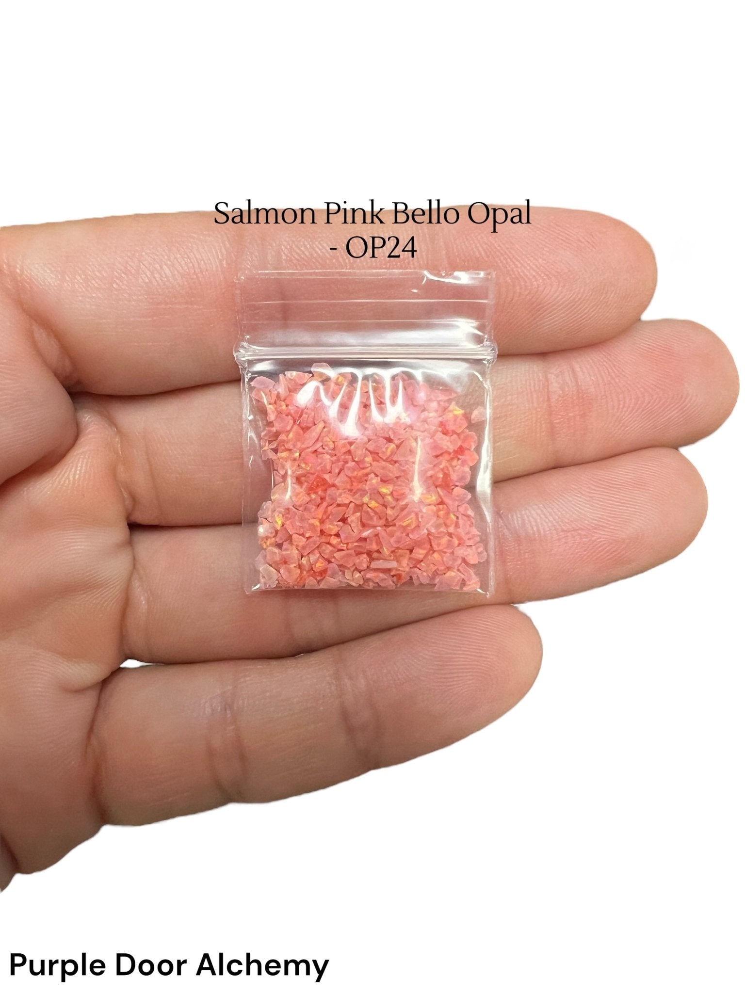Crushed Synthetic Salmon Pink Opal - Bello Opal - OP24 - Purple Door Alchemy