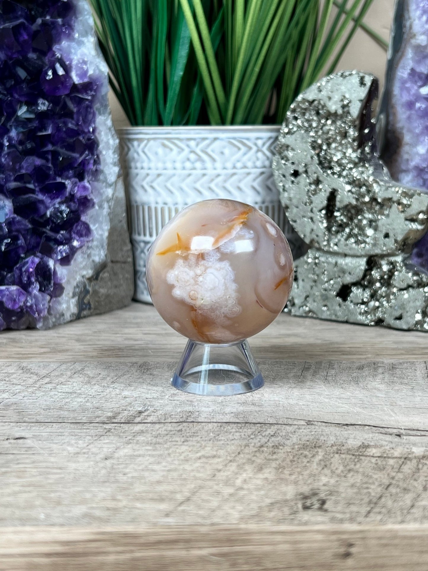 Flower Agate Sphere 50mm (2.0in) - Purple Door Alchemy