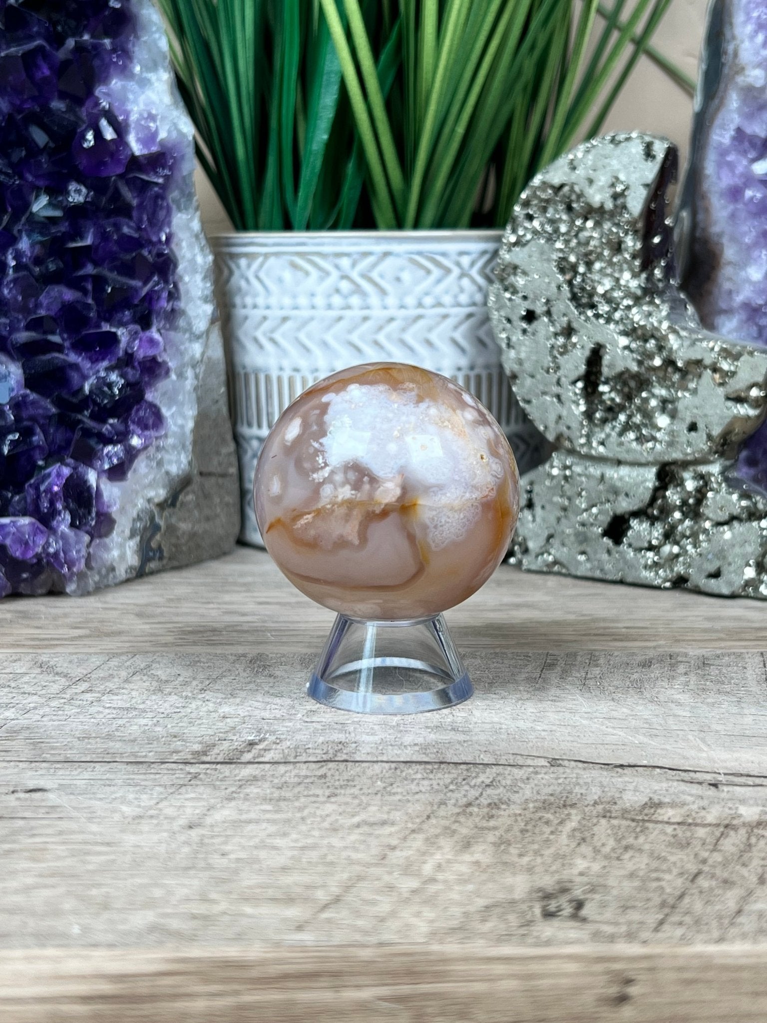 Flower Agate Sphere 50mm (2.0in) - Purple Door Alchemy