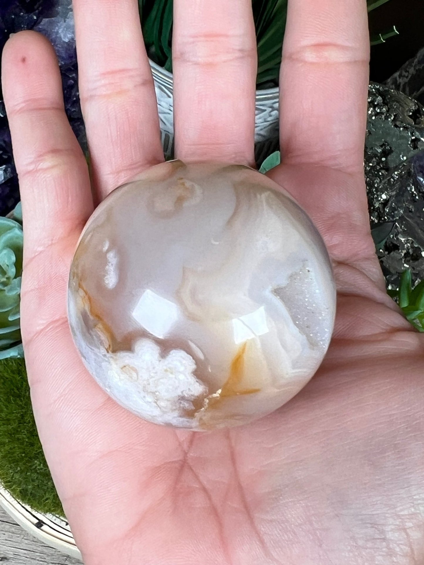Flower Agate Sphere 50mm (2.0in) - Purple Door Alchemy
