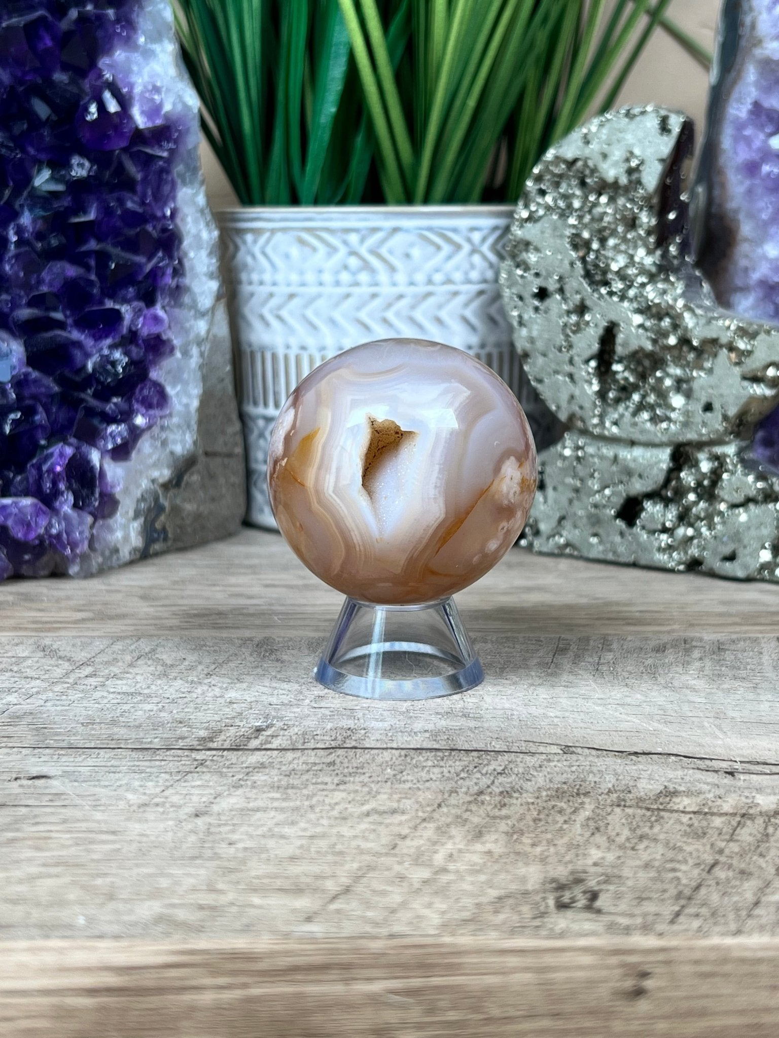 Flower Agate Sphere 50mm (2.0in) - Purple Door Alchemy