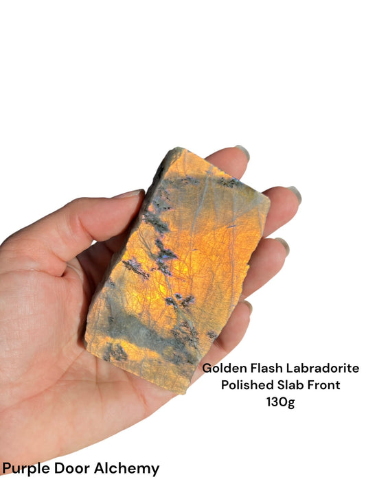 Golden Flash Labradorite Polished Slab 130g - Purple Door Alchemy