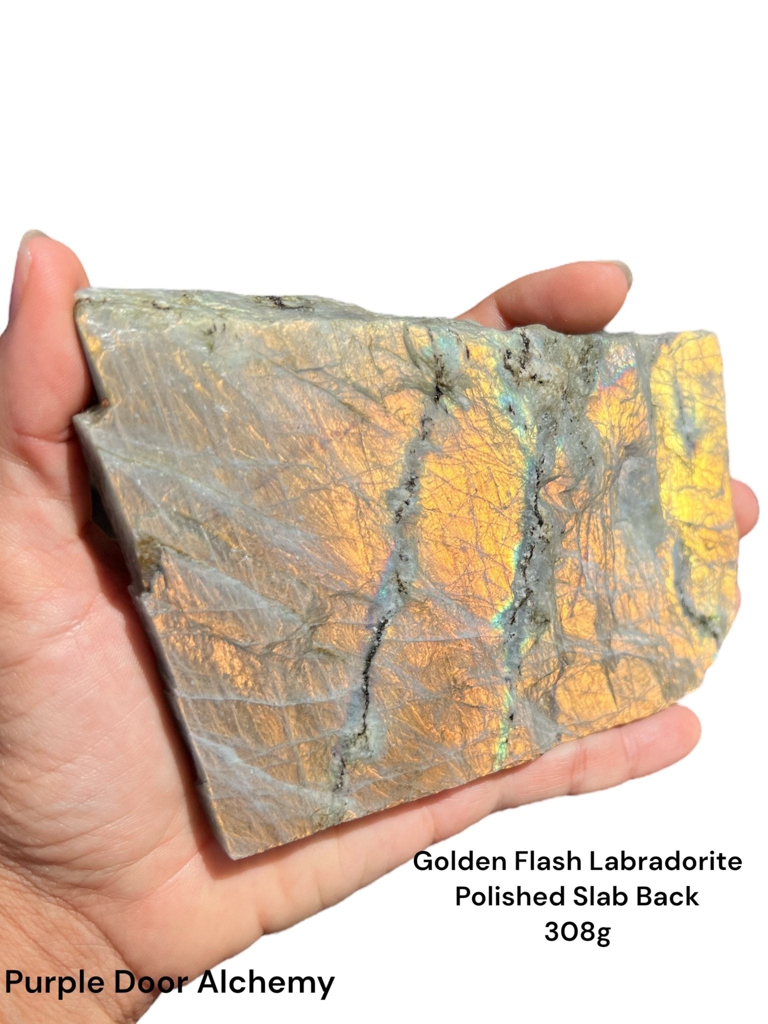 Golden Flash Labradorite Polished Slab 308g - Purple Door Alchemy