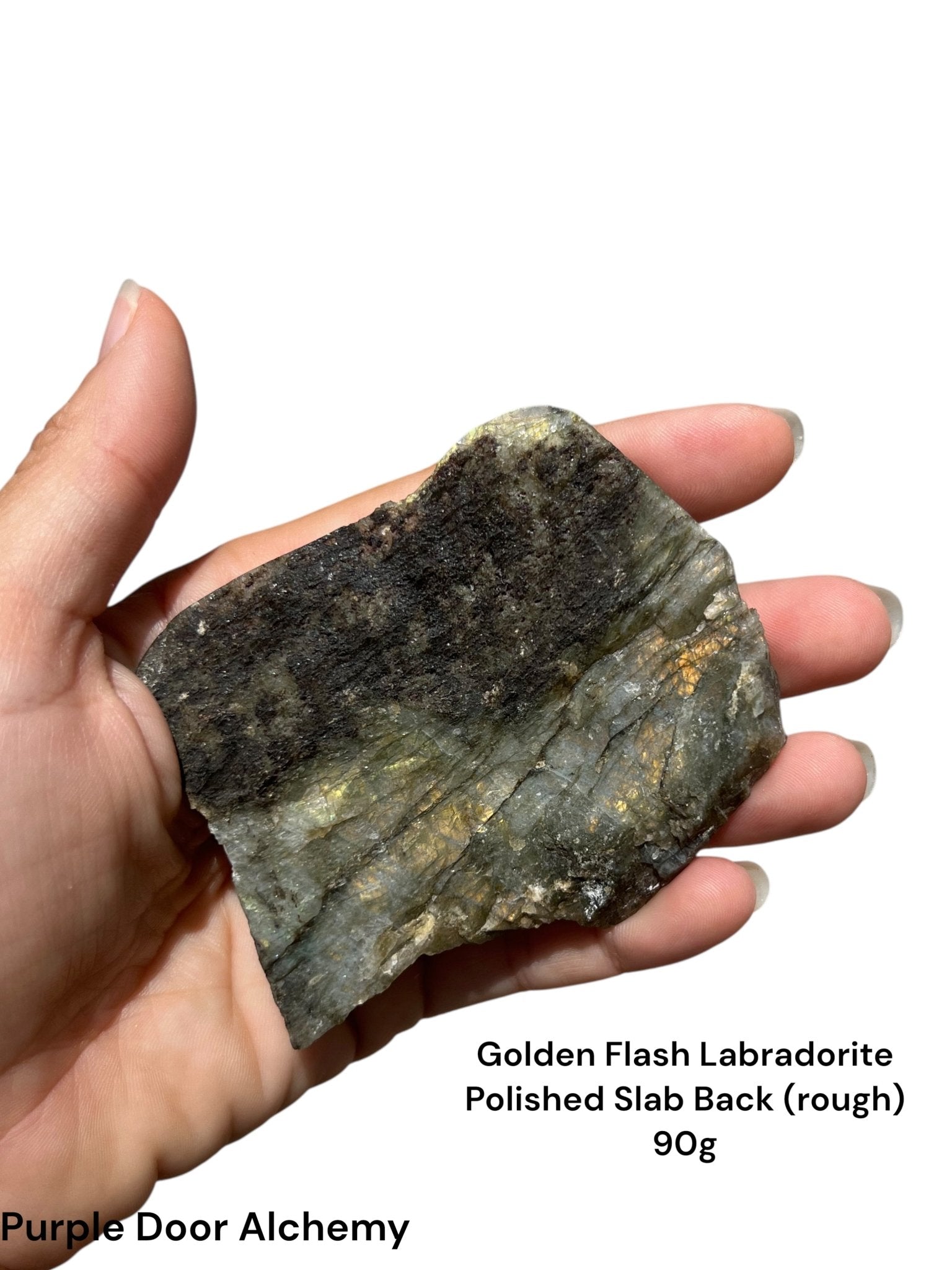 Golden Flash Labradorite Polished Slab 90g - Purple Door Alchemy
