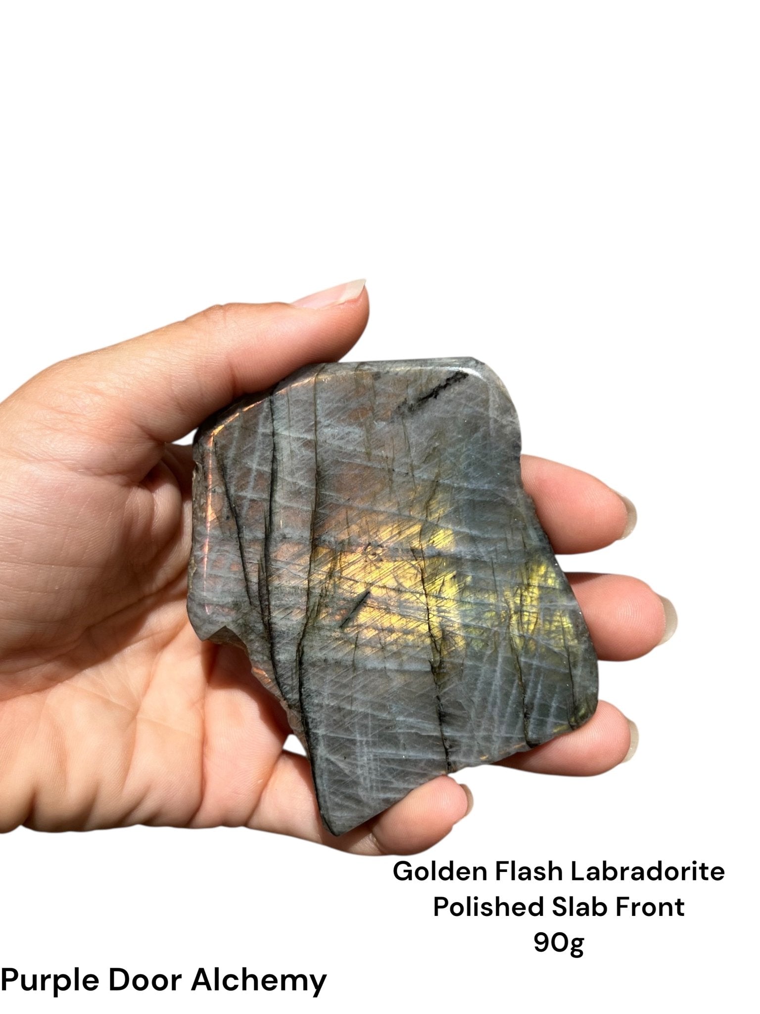 Golden Flash Labradorite Polished Slab 90g - Purple Door Alchemy