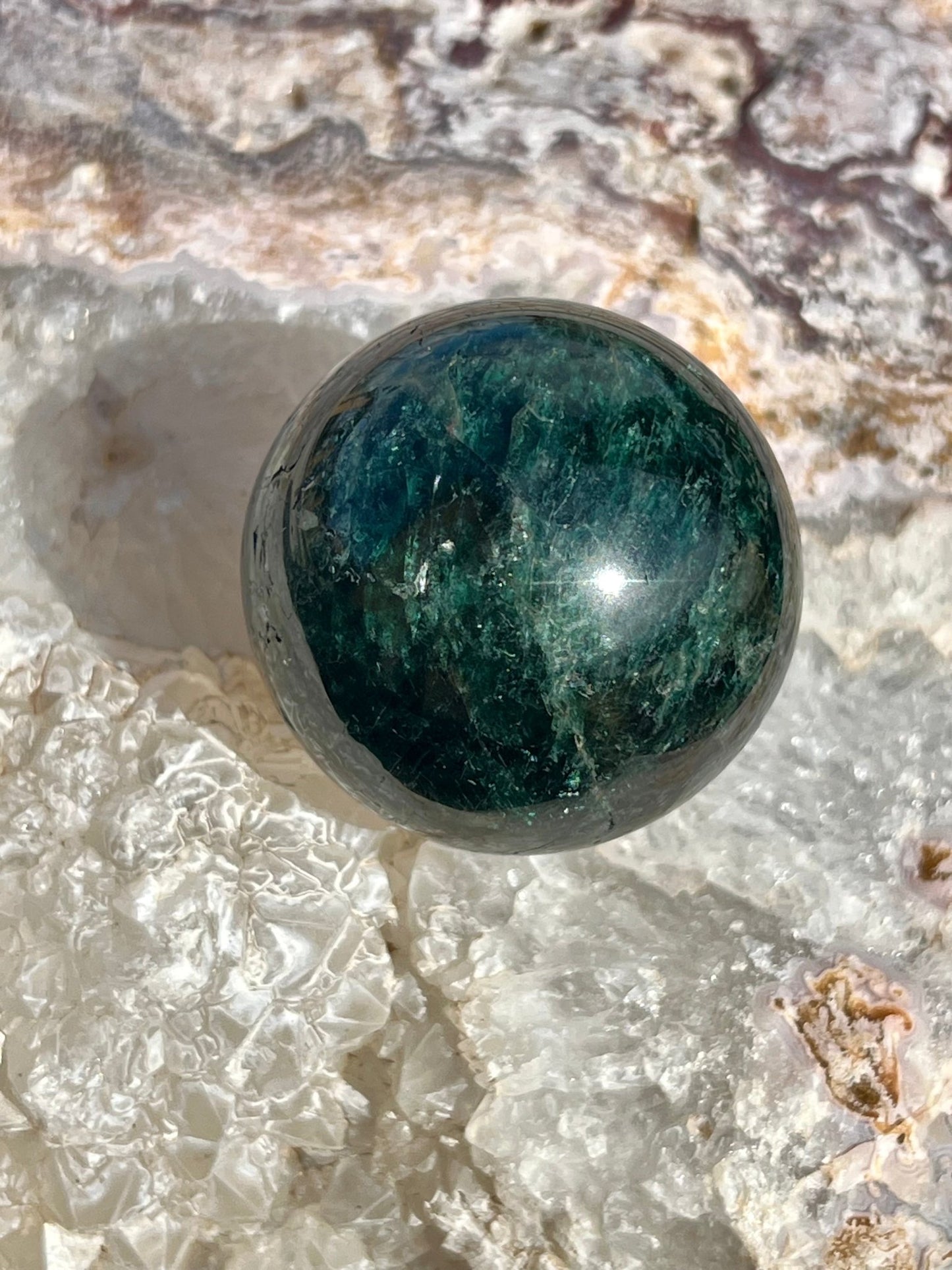 Green Apatite Sphere 42mm (1.65 inches) - Purple Door Alchemy