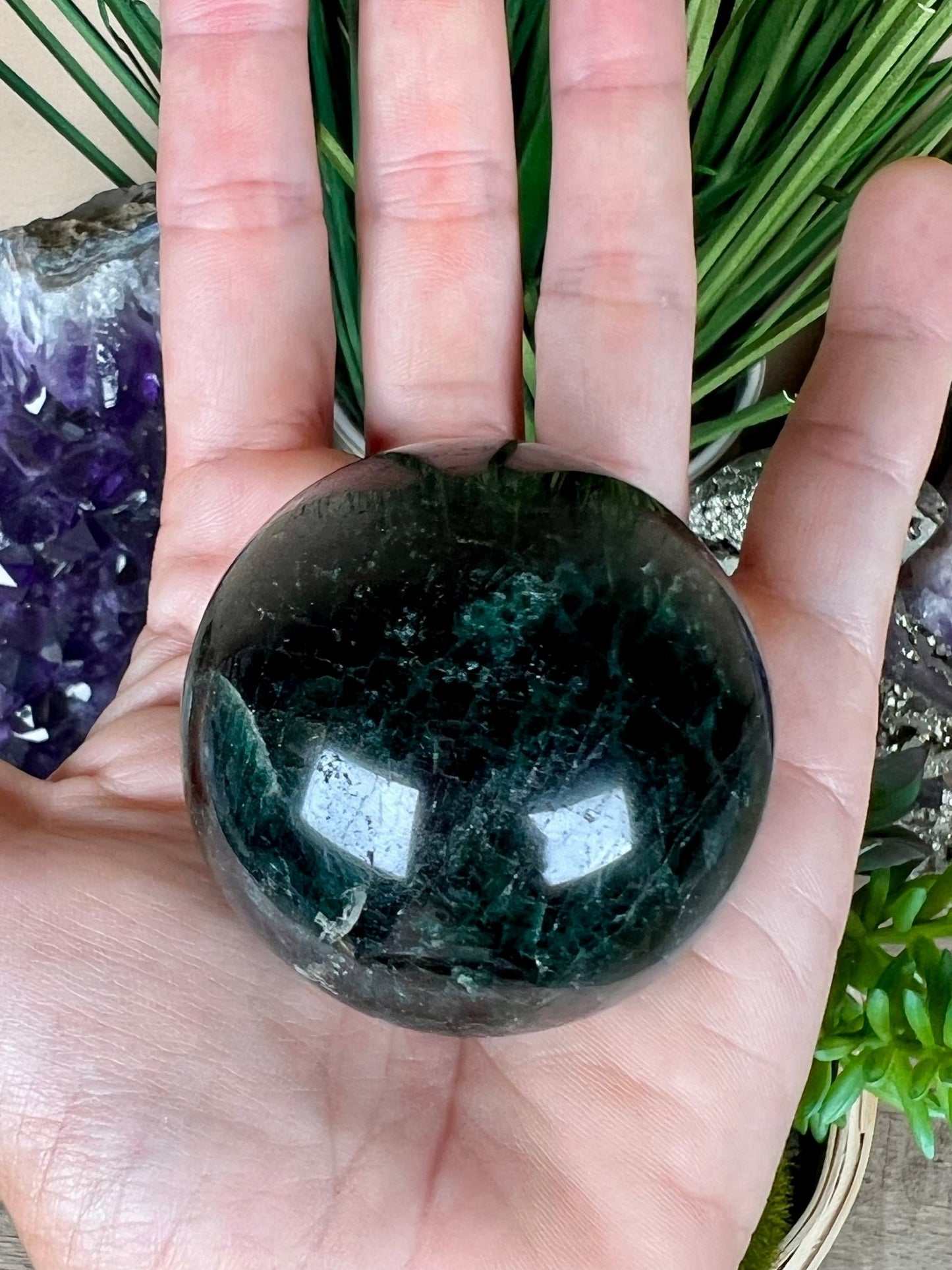 Green Apatite Sphere 51mm (2.0 inches) - Purple Door Alchemy