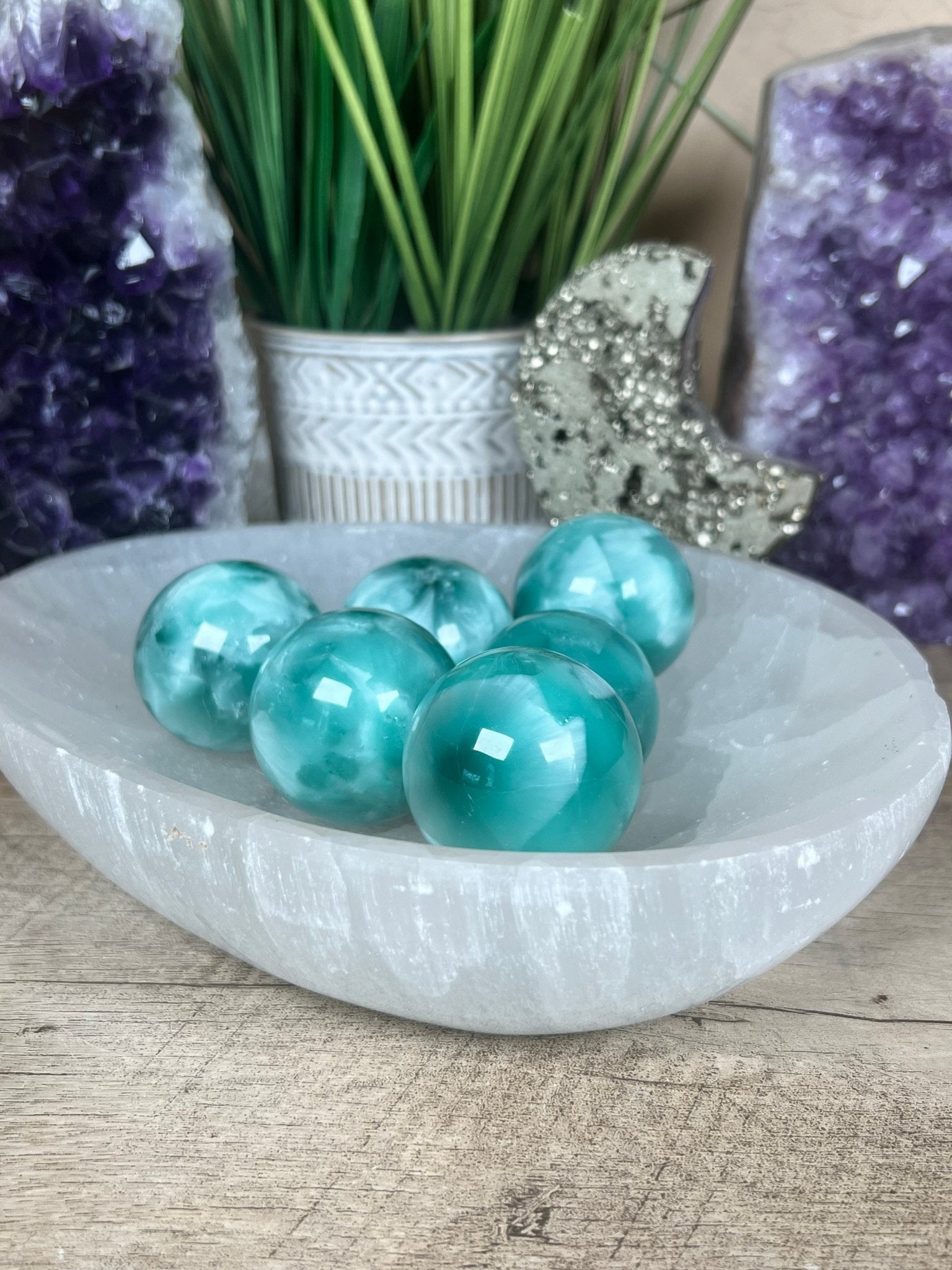 Green Pectolite Sphere 30mm - Purple Door Alchemy