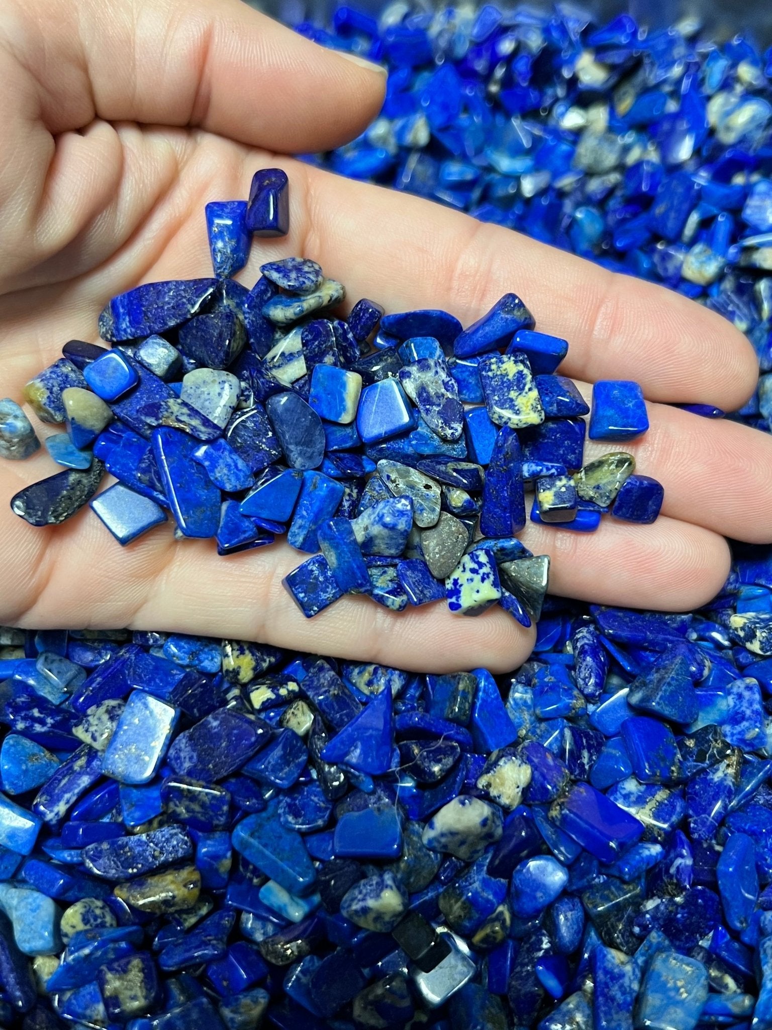 Lapis Lazuli Chips (1 ounce, 1/2 lb, 1 lb) - Purple Door Alchemy
