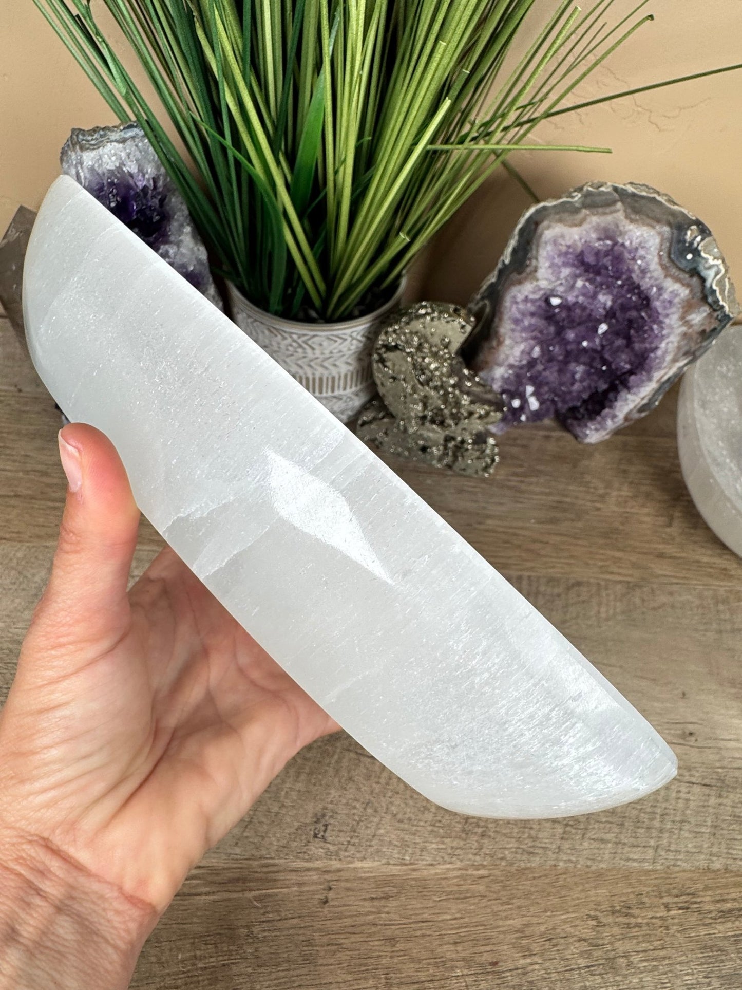 Large Freeform Selenite Bowl 10.5in - Purple Door Alchemy