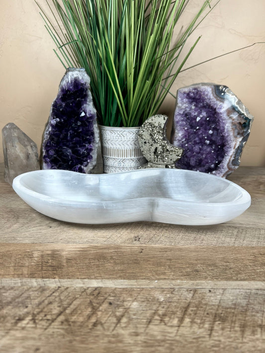 Large Freeform Selenite Bowl 11.5in - Purple Door Alchemy