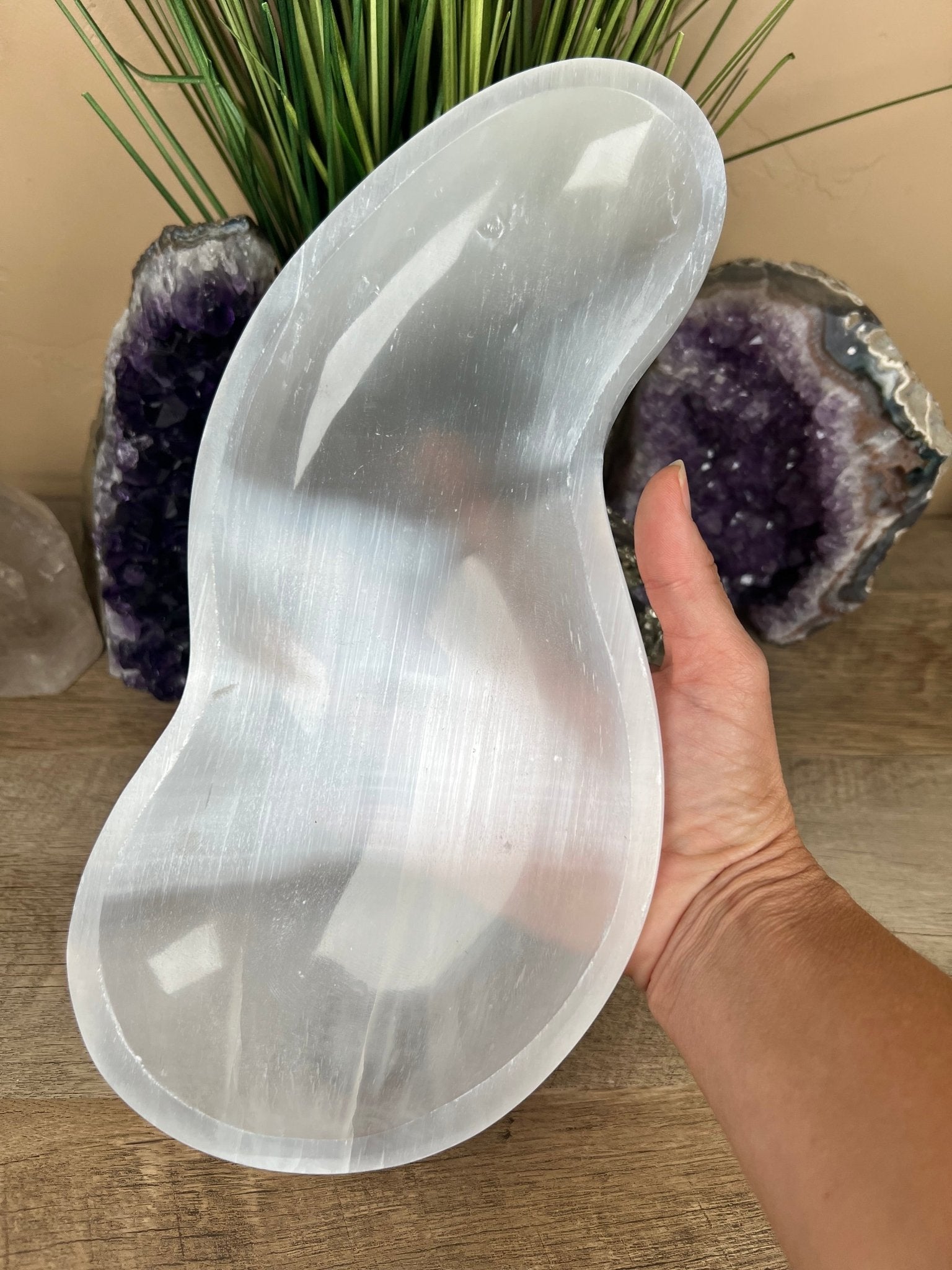 Large Freeform Selenite Bowl 11.5in - Purple Door Alchemy