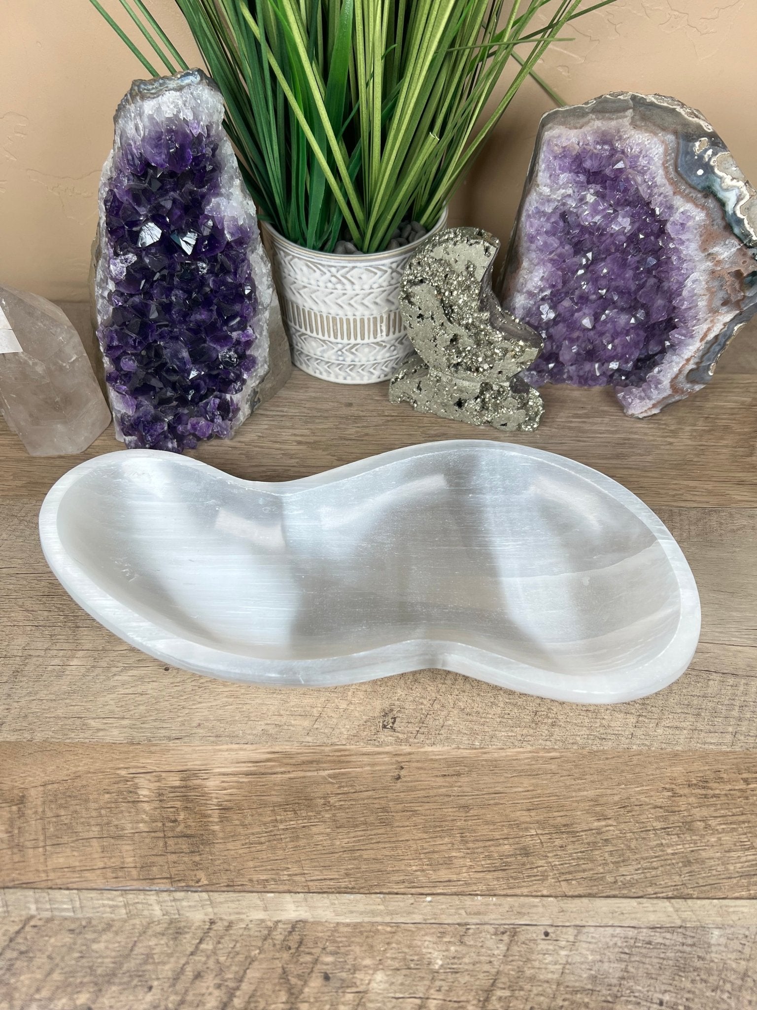 Large Freeform Selenite Bowl 11.5in - Purple Door Alchemy