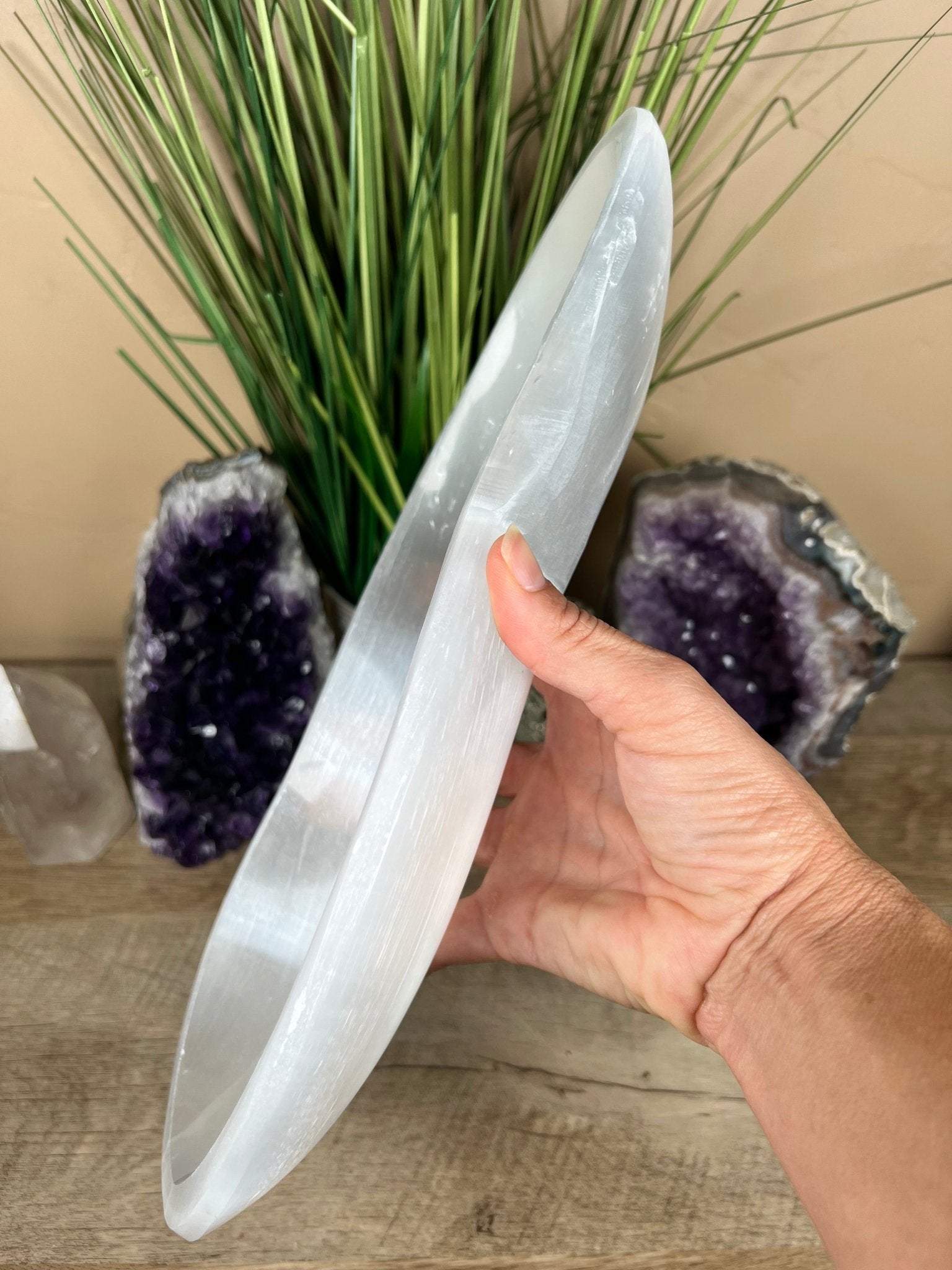 Large Freeform Selenite Bowl 11.5in - Purple Door Alchemy