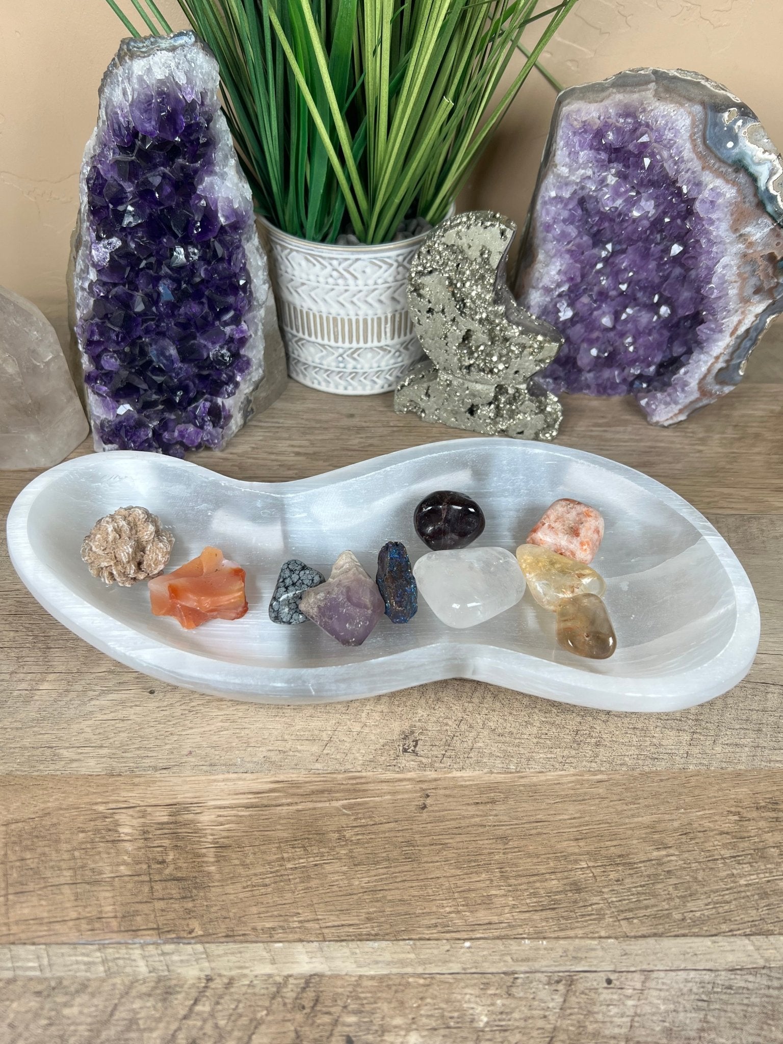 Large Freeform Selenite Bowl 11.5in - Purple Door Alchemy