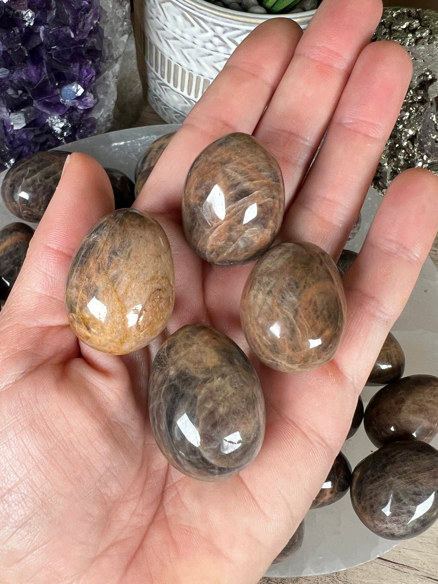 Mini Black Moonstone Egg - Purple Door Alchemy