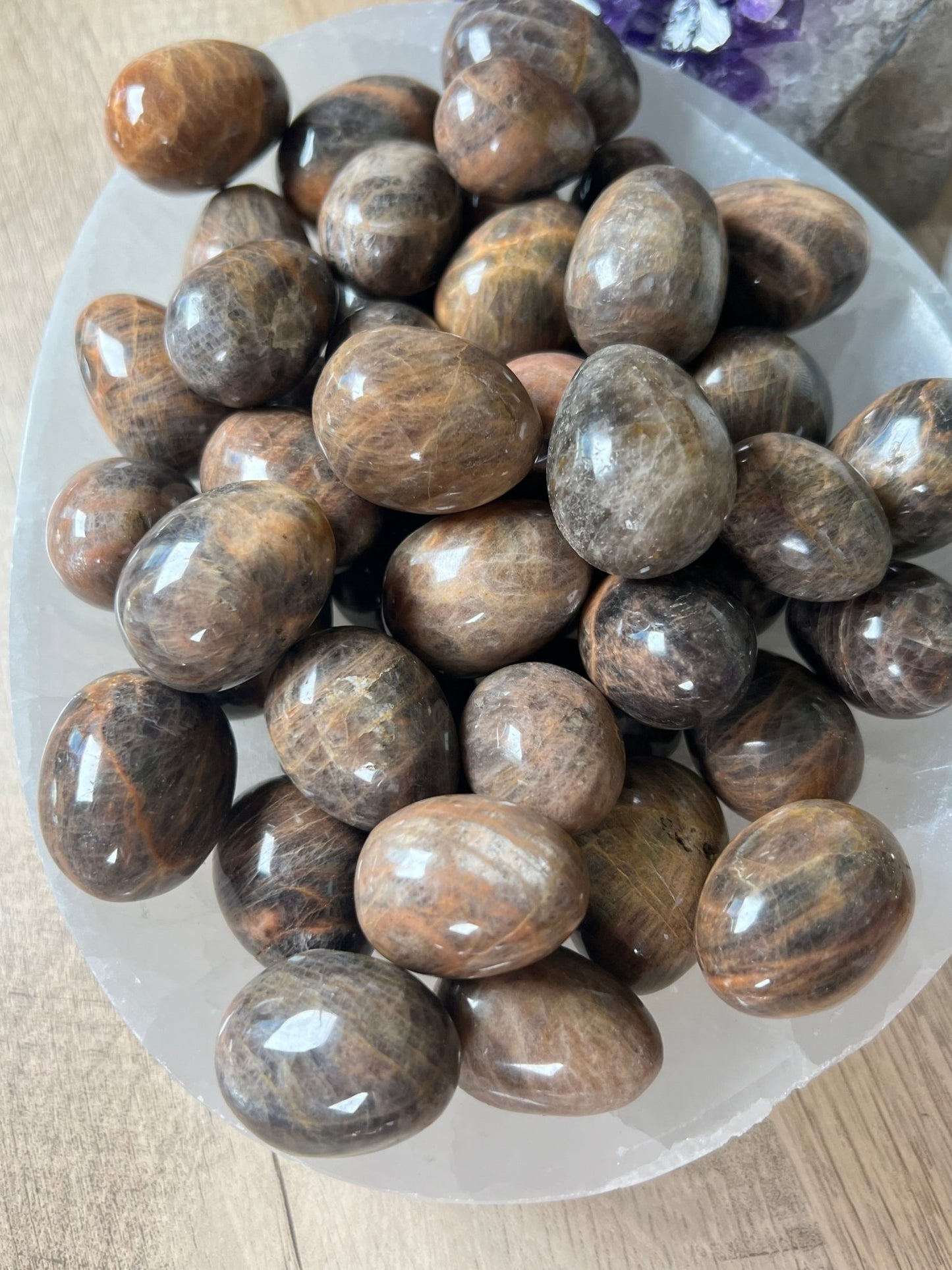 Mini Black Moonstone Egg - Purple Door Alchemy