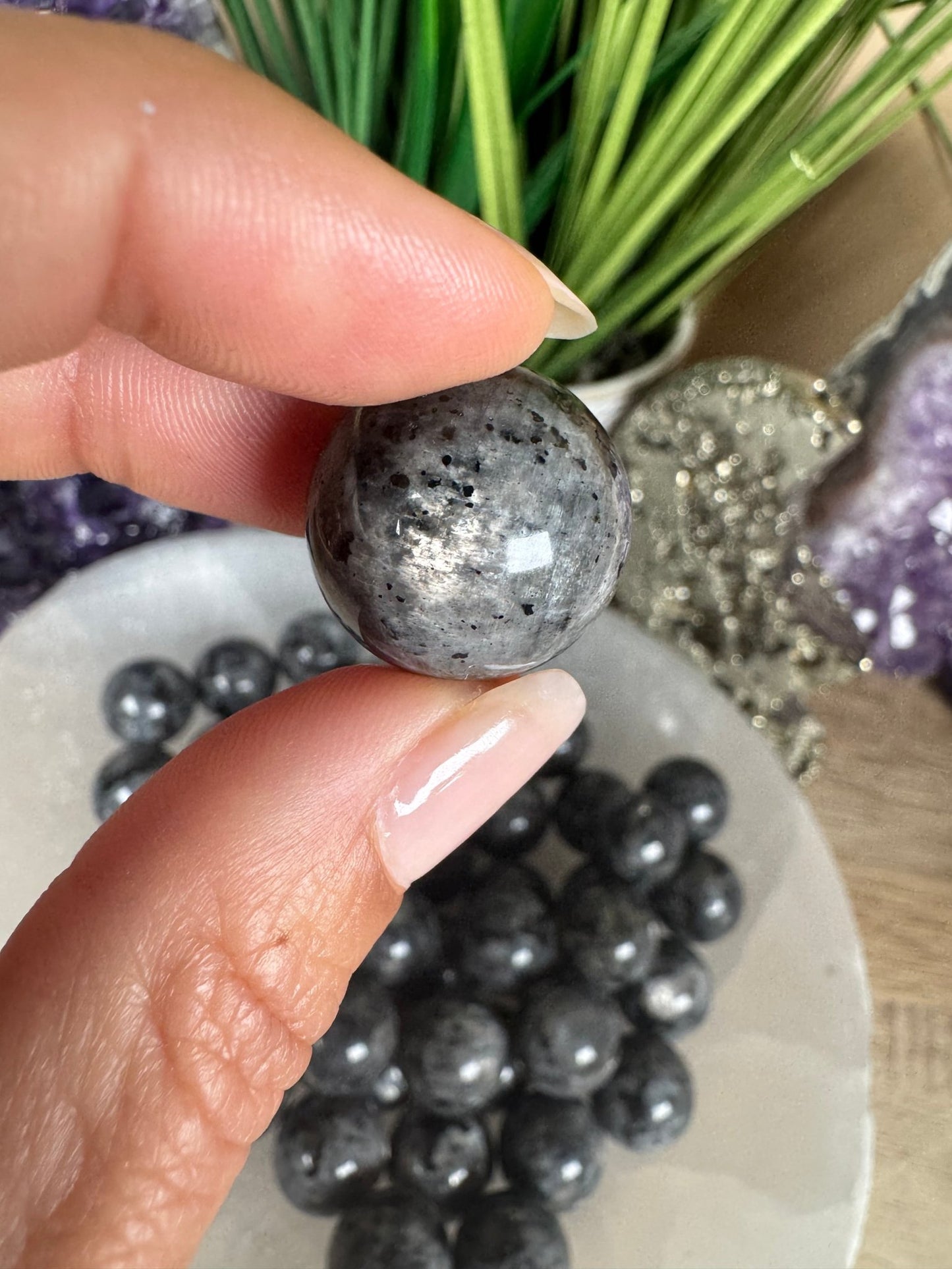 Mini Larvikite Sphere - Purple Door Alchemy