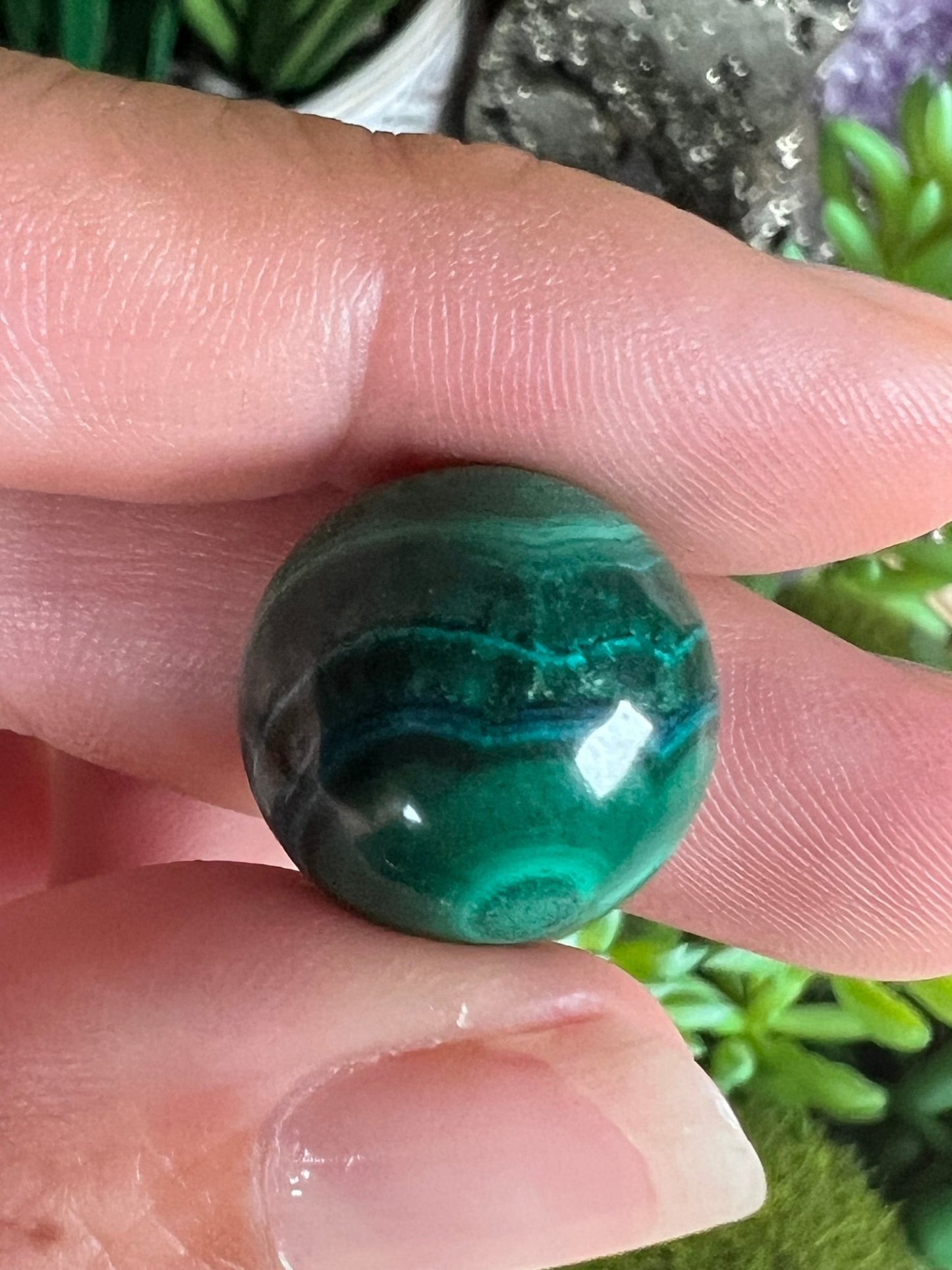 Mini Malachite Sphere 15mm - Purple Door Alchemy