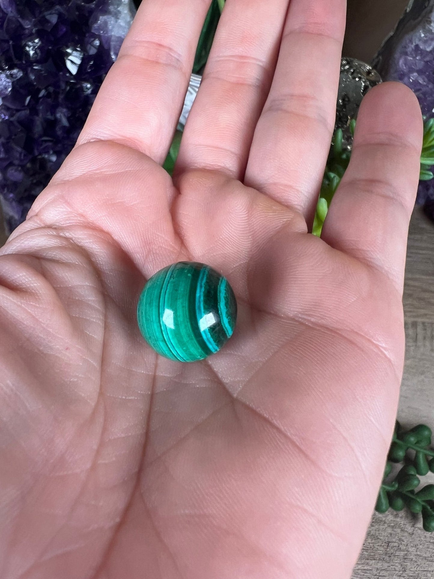 Mini Malachite Sphere 16mm - Purple Door Alchemy