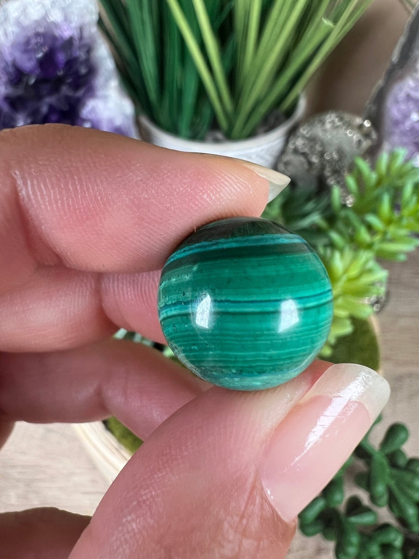 Mini Malachite Sphere 16mm - Purple Door Alchemy