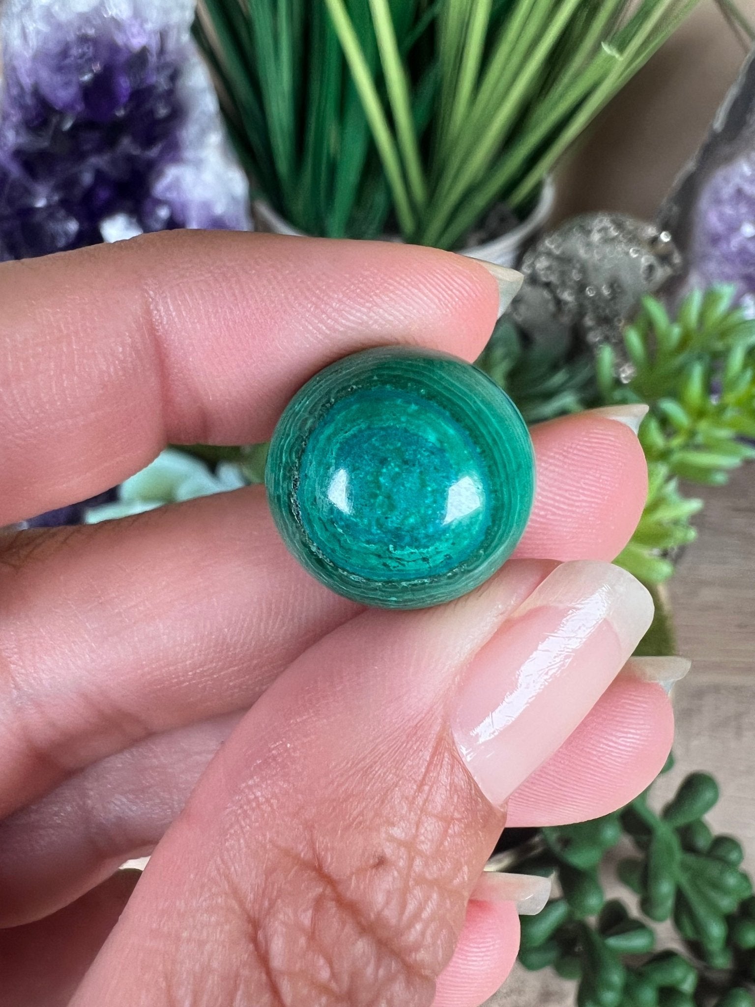Mini Malachite Sphere 16mm - Purple Door Alchemy
