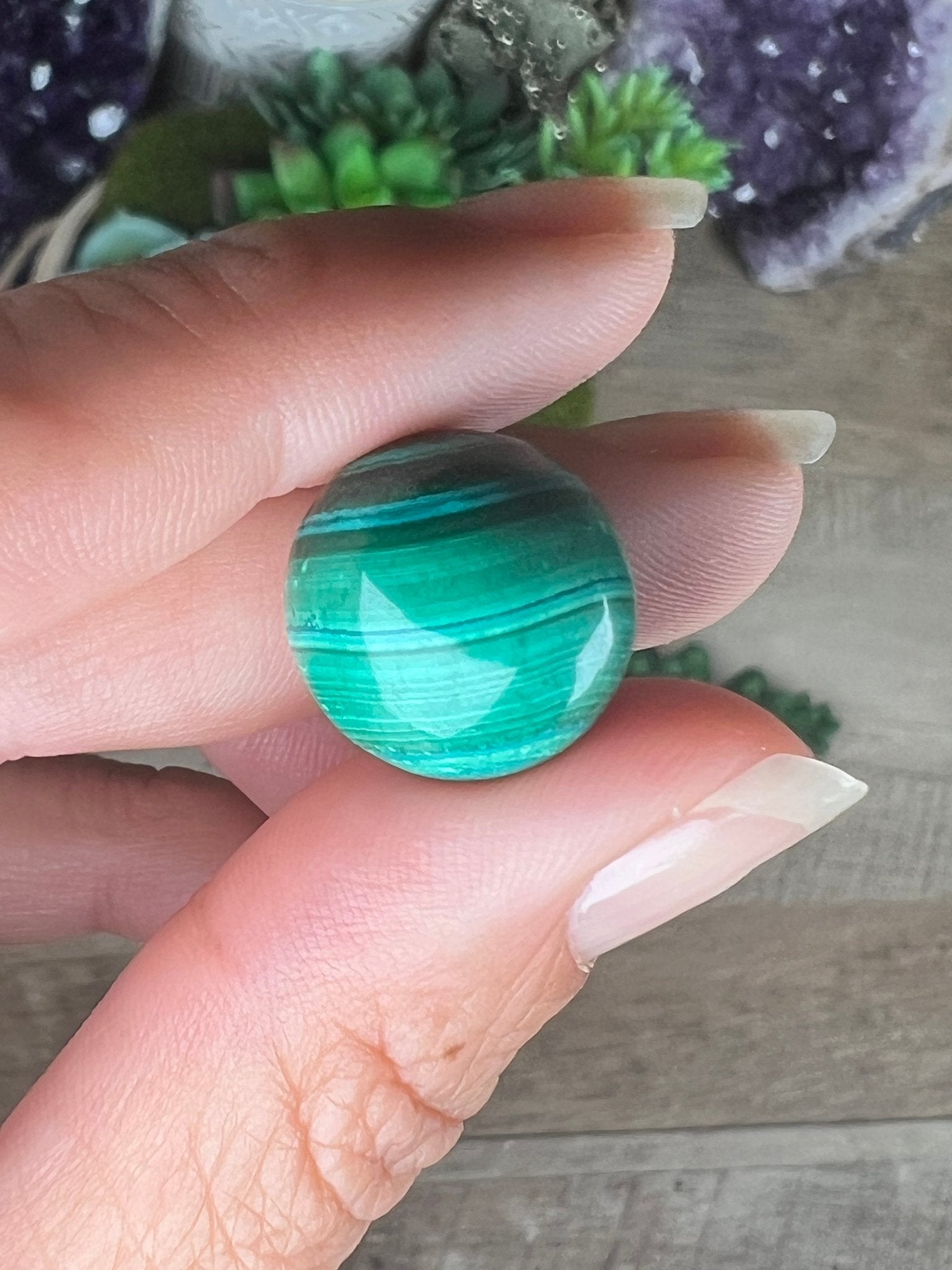 Mini Malachite Sphere 16mm - Purple Door Alchemy