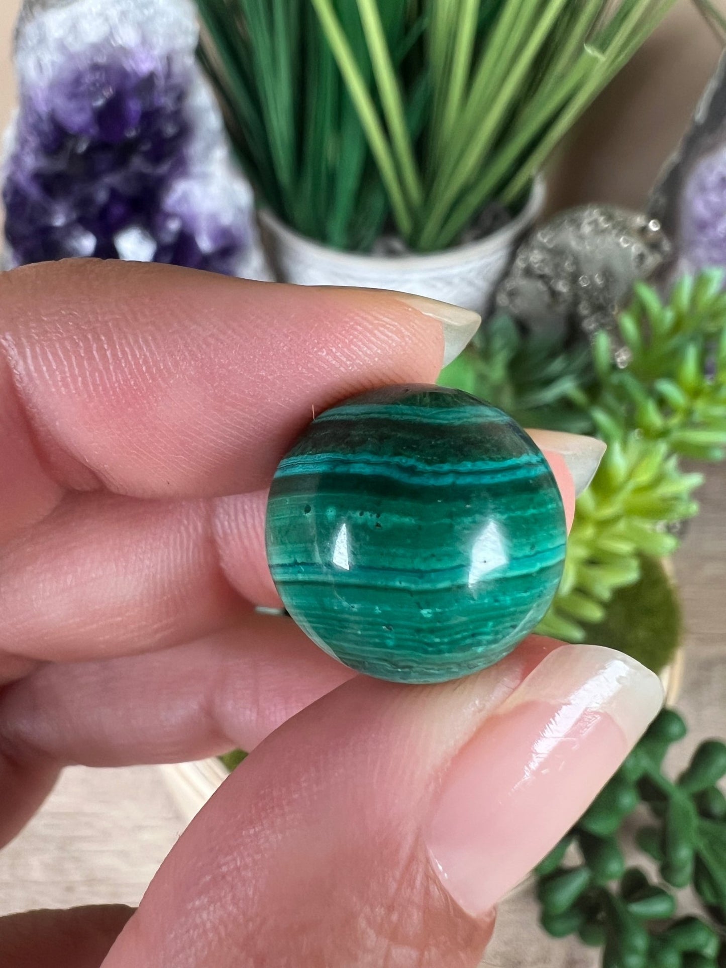 Mini Malachite Sphere 16mm - Purple Door Alchemy