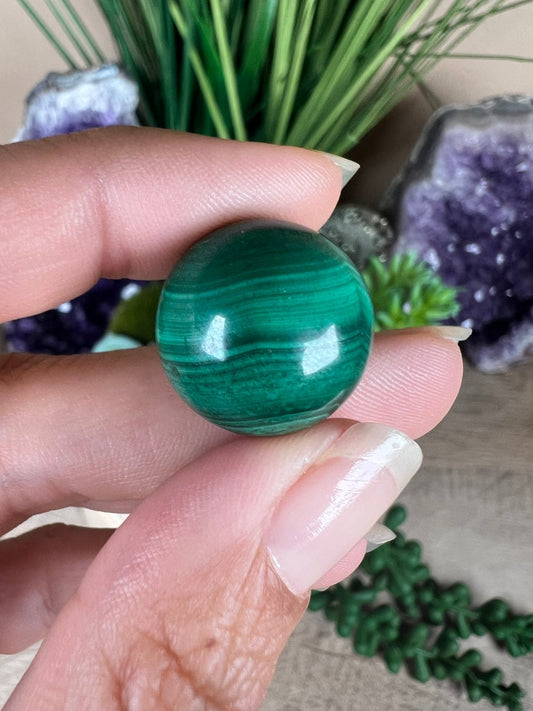 Mini Malachite Sphere 18mm - Purple Door Alchemy