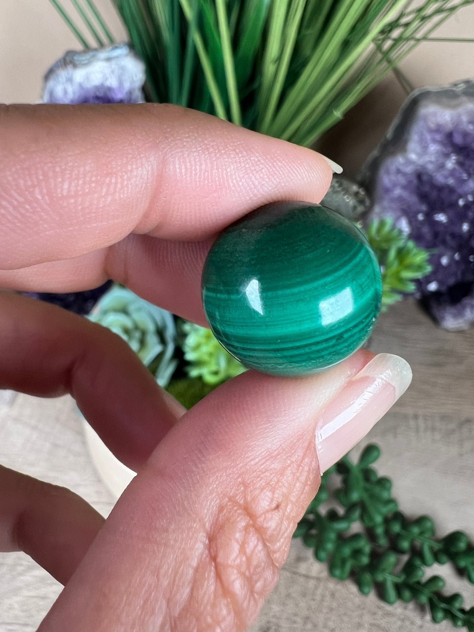 Mini Malachite Sphere 18mm - Purple Door Alchemy