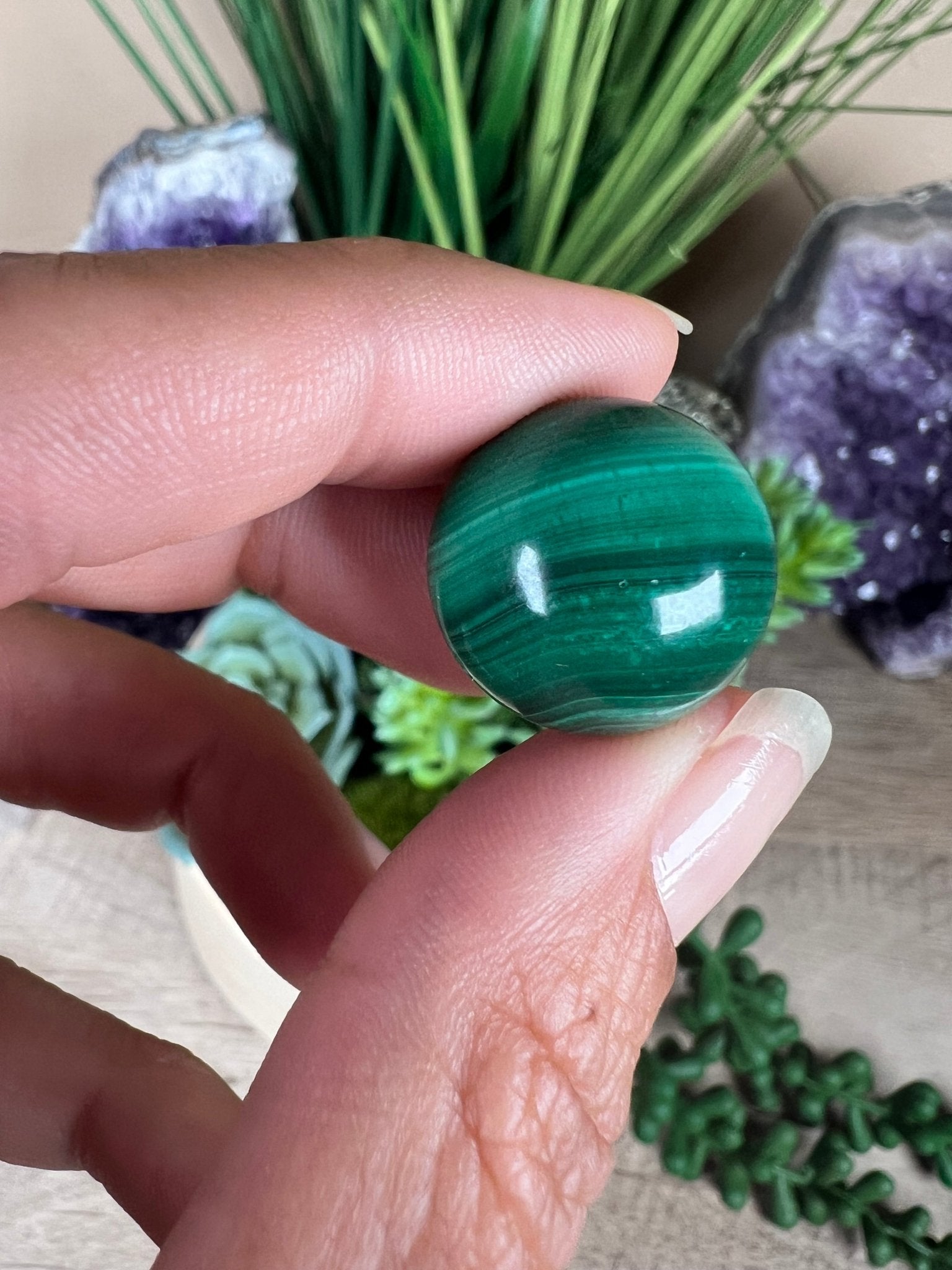 Mini Malachite Sphere 18mm - Purple Door Alchemy
