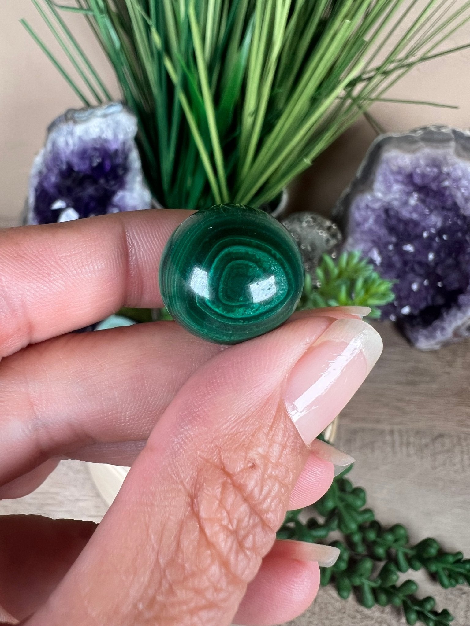 Mini Malachite Sphere 18mm - Purple Door Alchemy