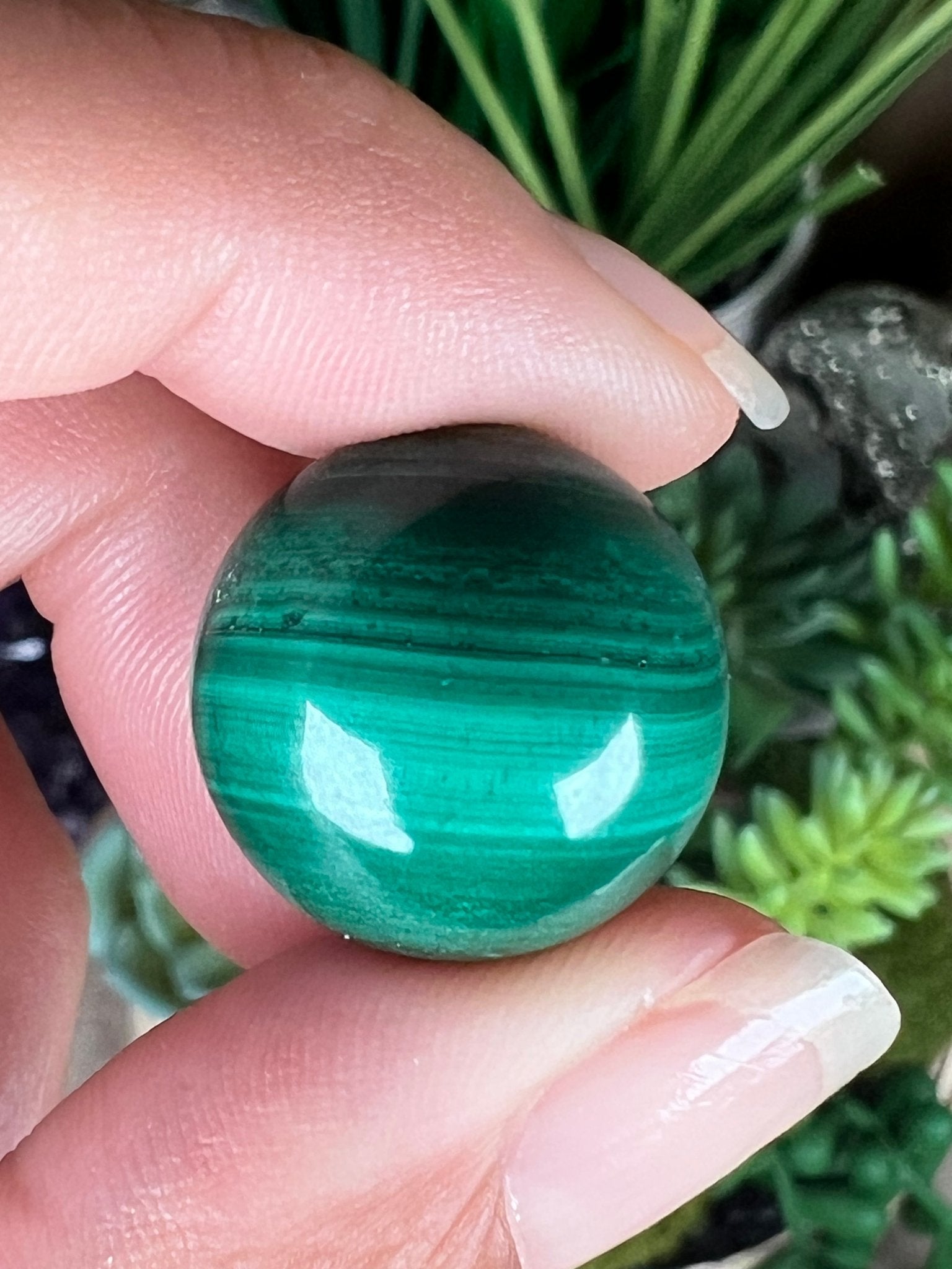 Mini Malachite Sphere 18mm - Purple Door Alchemy