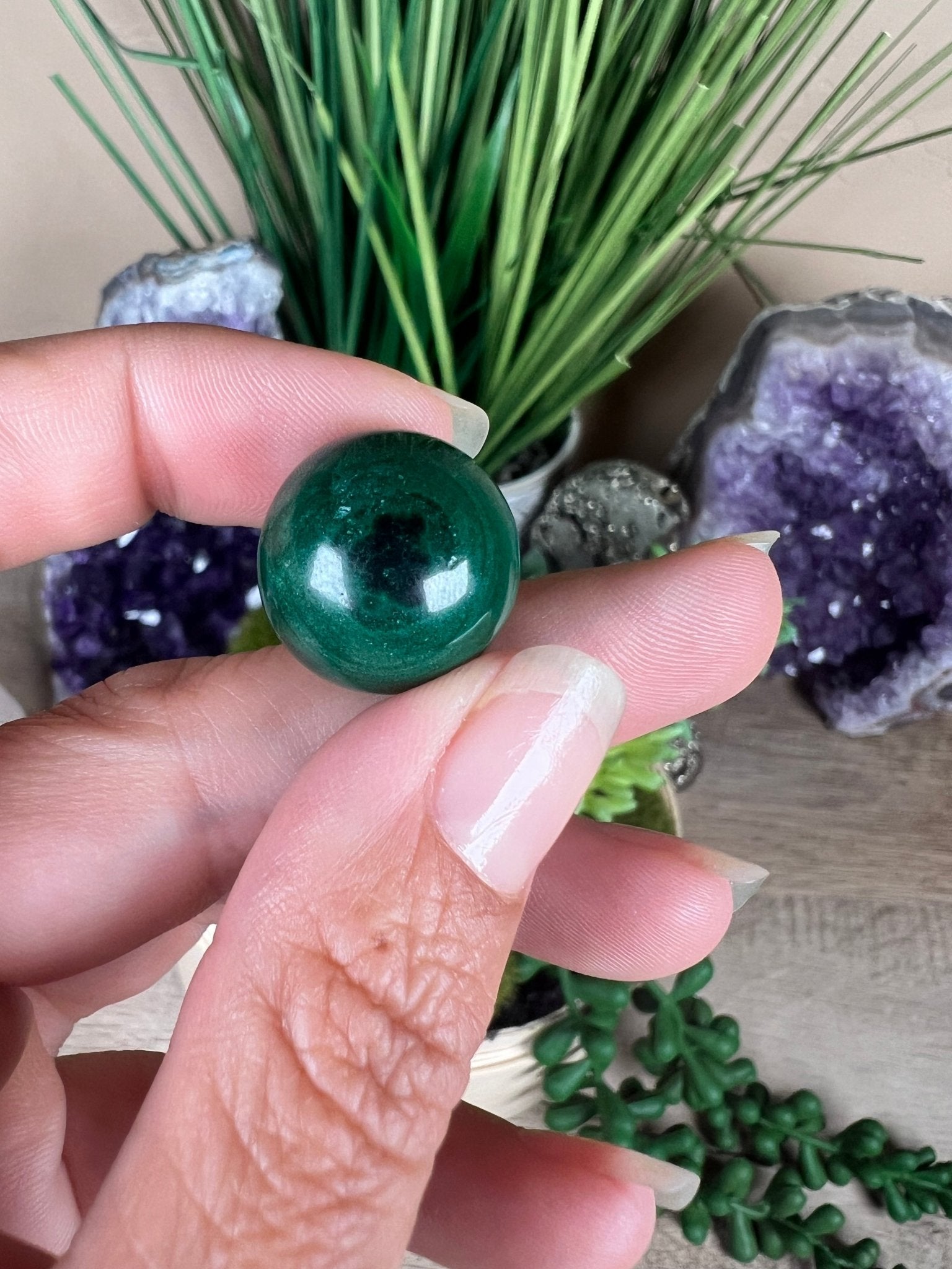 Mini Malachite Sphere 18mm - Purple Door Alchemy