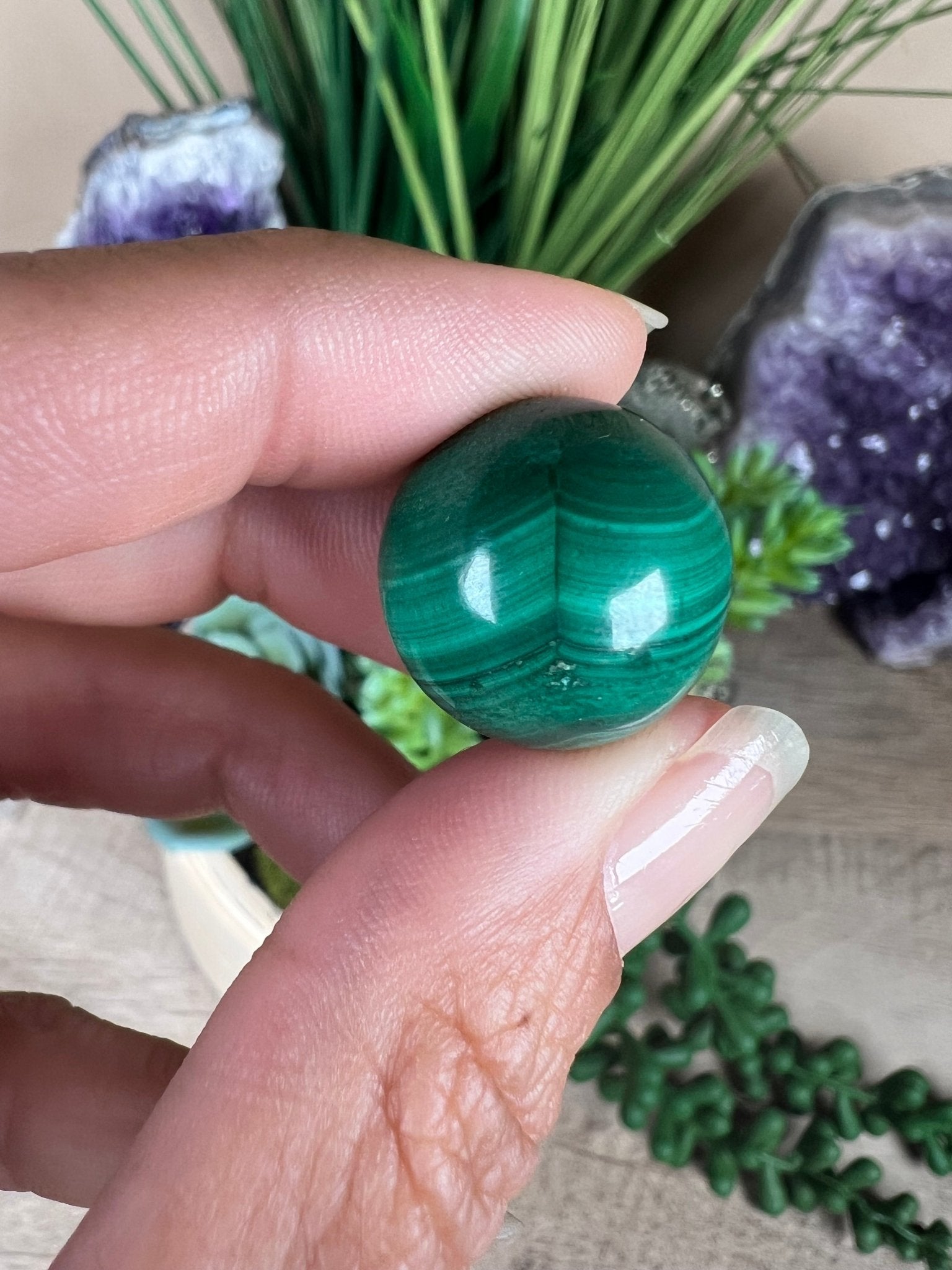 Mini Malachite Sphere 18mm - Purple Door Alchemy