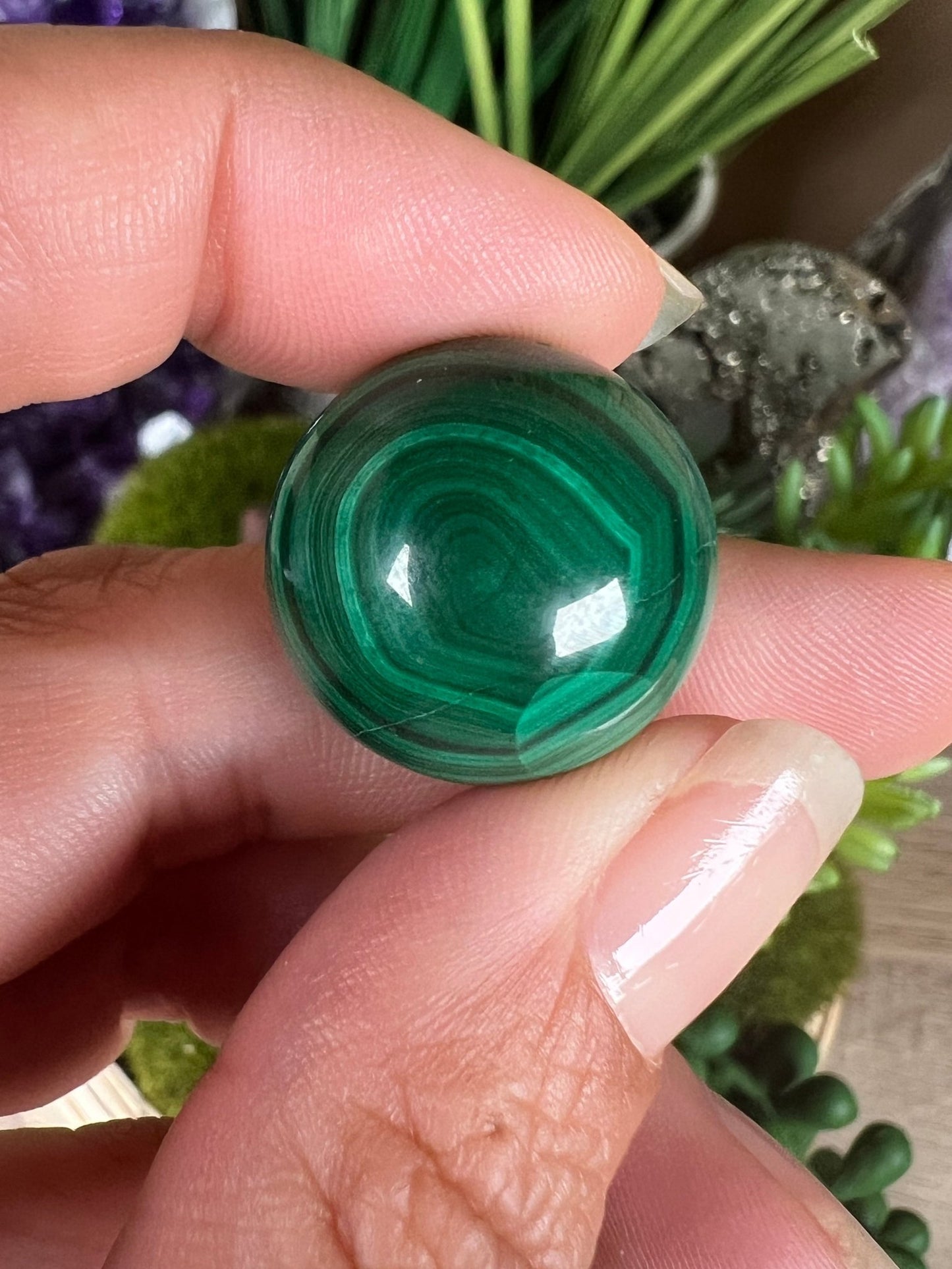 Mini Malachite Sphere 20mm - Purple Door Alchemy