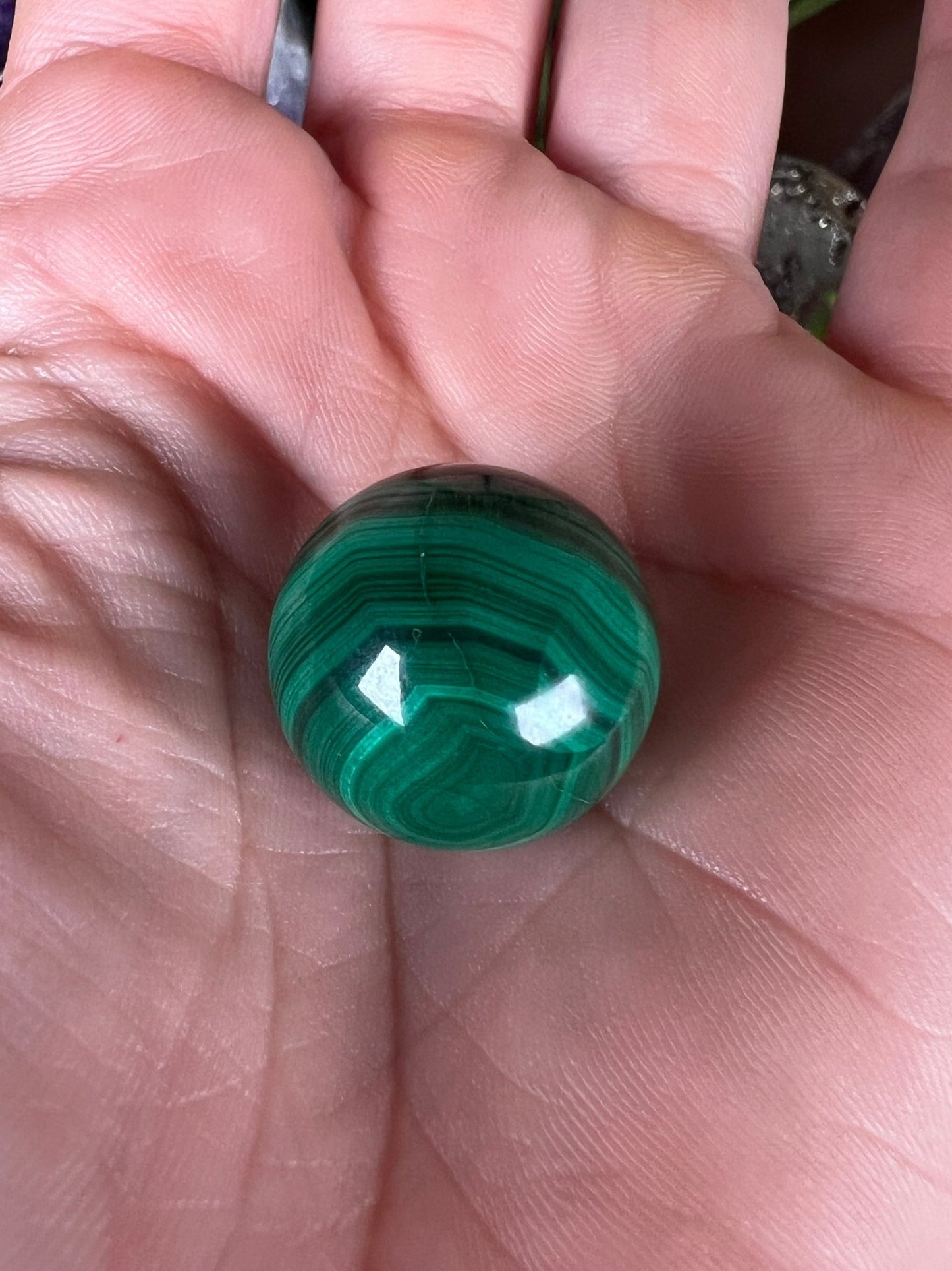 Mini Malachite Sphere 20mm - Purple Door Alchemy