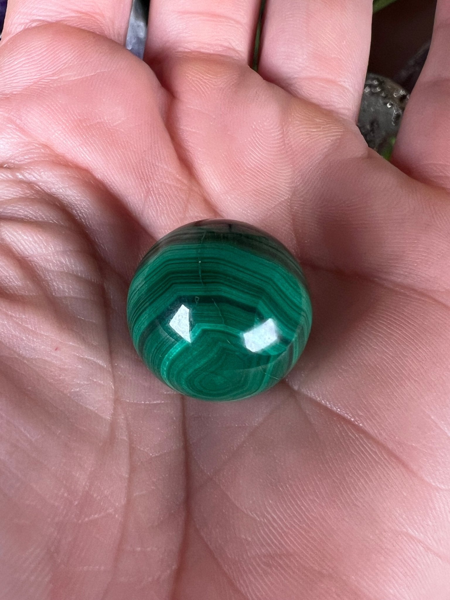 Mini Malachite Sphere 20mm - Purple Door Alchemy