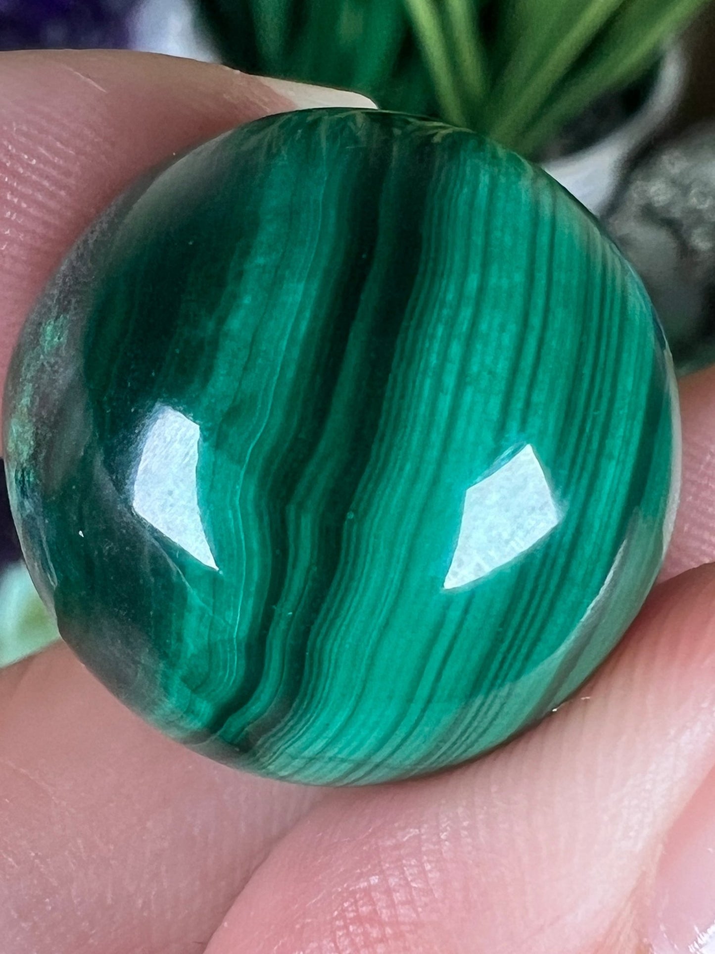 Mini Malachite Sphere 20mm - Purple Door Alchemy