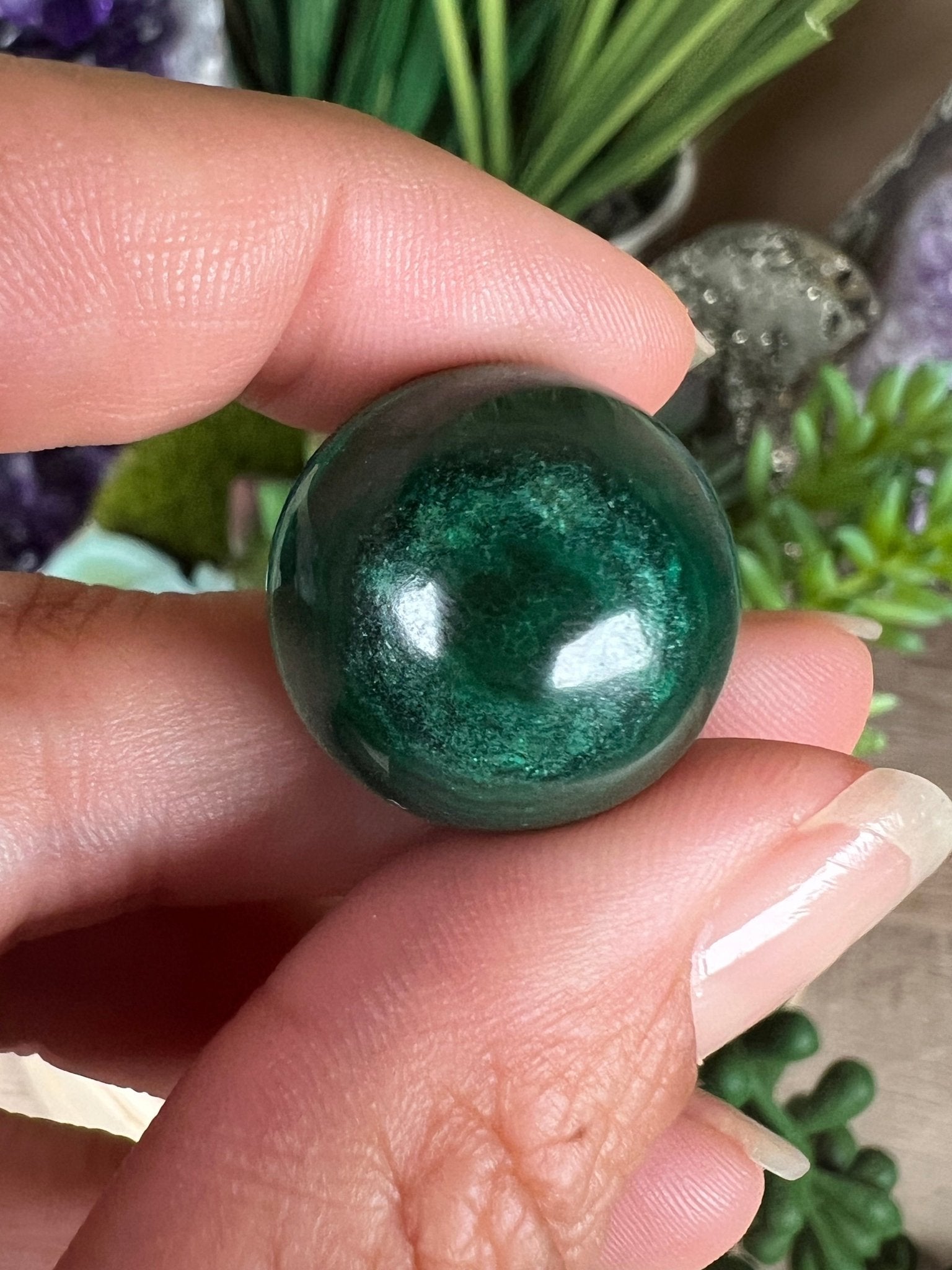 Mini Malachite Sphere 20mm - Purple Door Alchemy