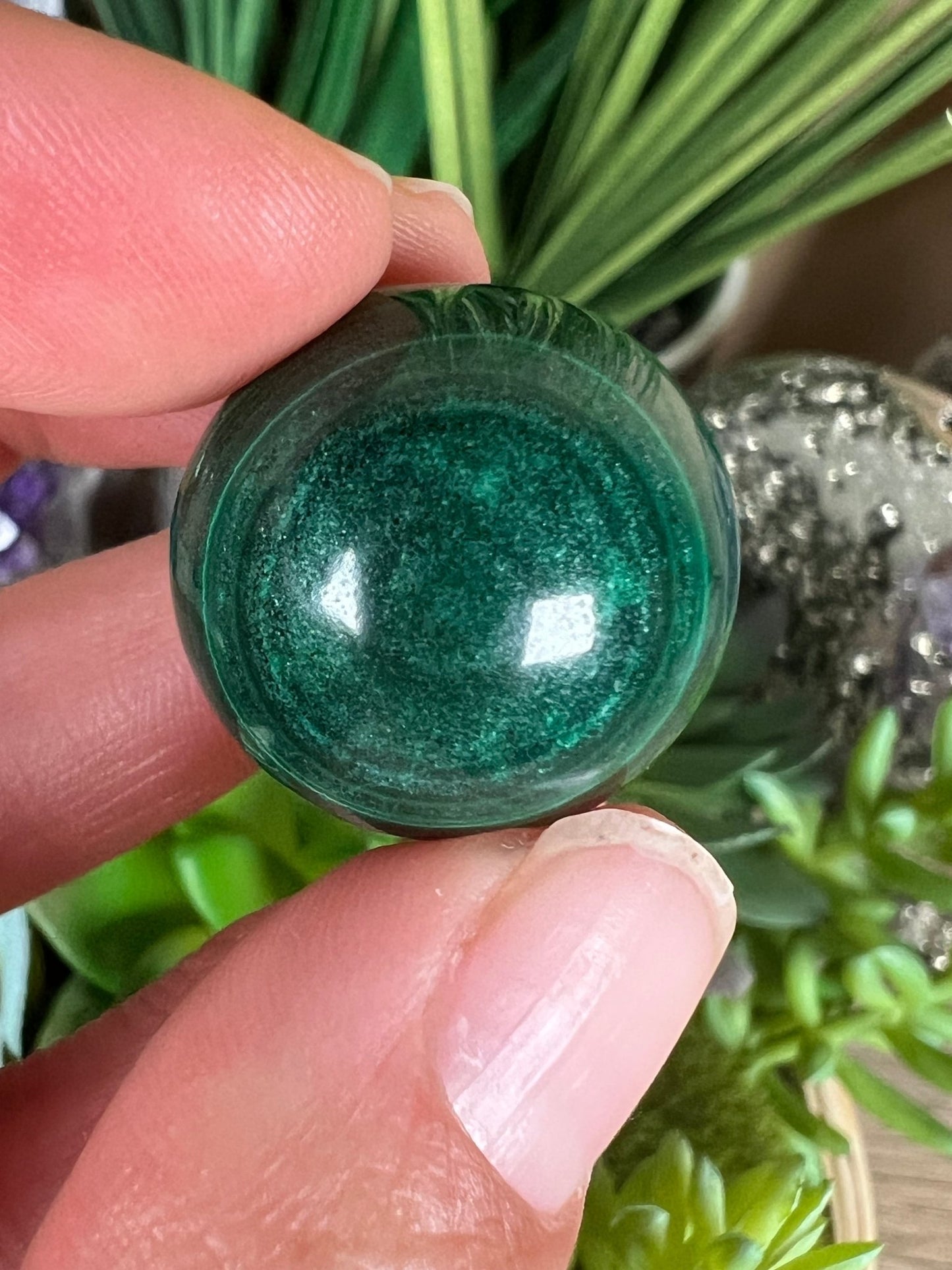 Mini Malachite Sphere 21mm - Purple Door Alchemy