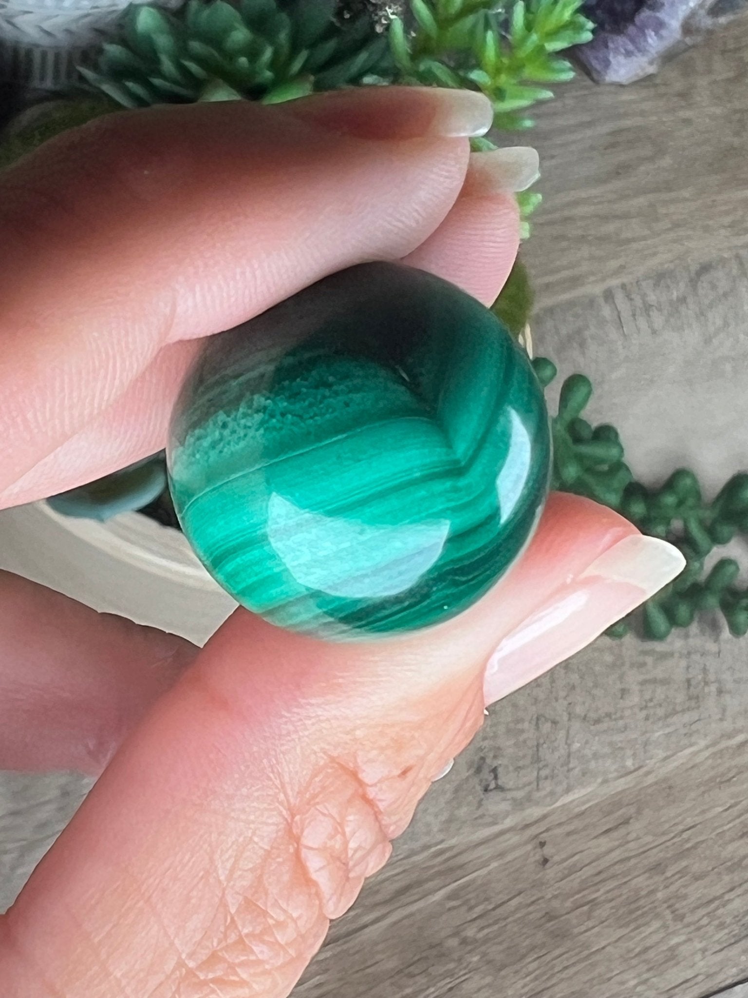 Mini Malachite Sphere 21mm - Purple Door Alchemy