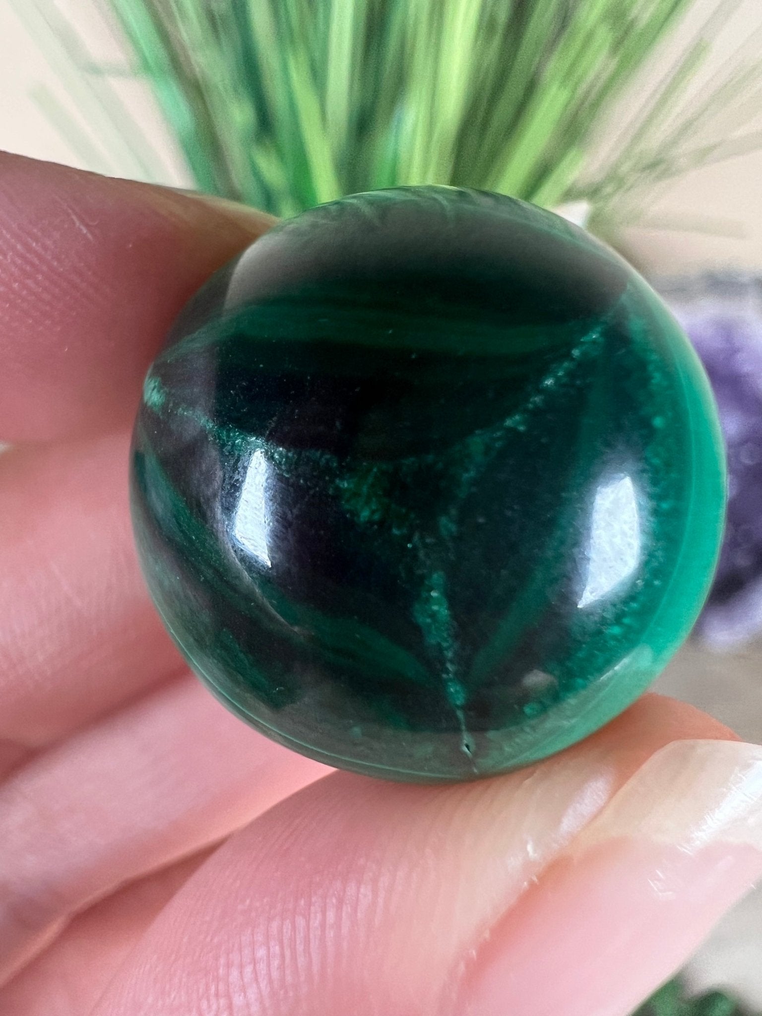 Mini Malachite Sphere 21mm - Purple Door Alchemy