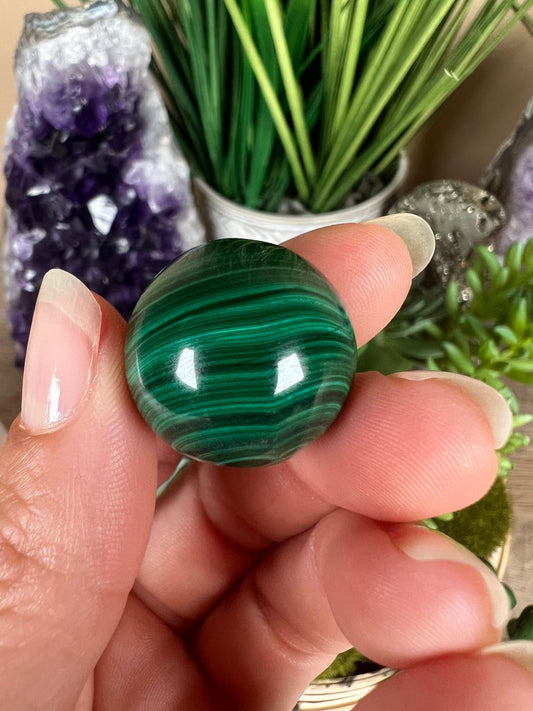 Mini Malachite Sphere 22mm - Purple Door Alchemy